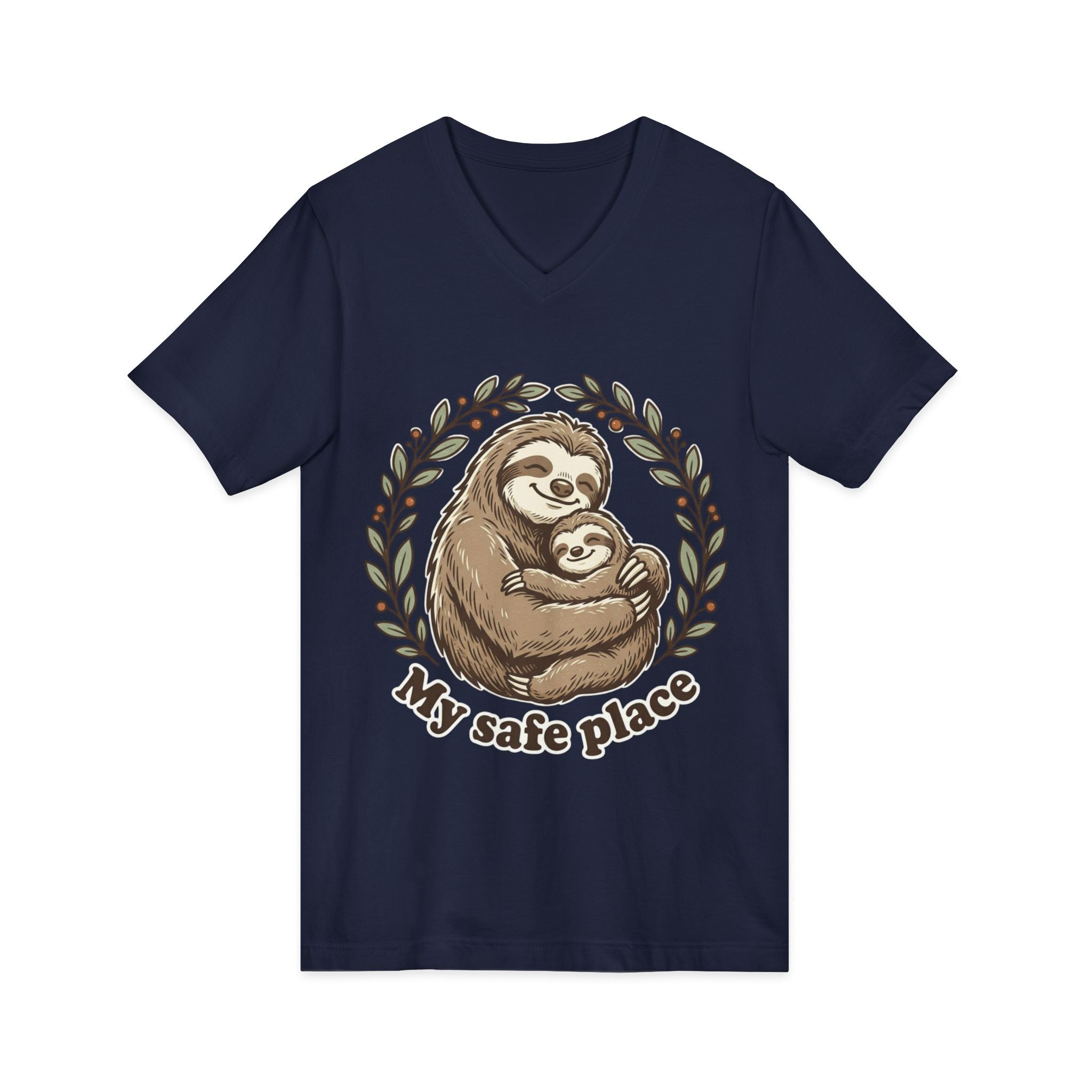 Mama Sloth Hugging Baby My Safe Place Tee | Sloth Family Animal Illustration