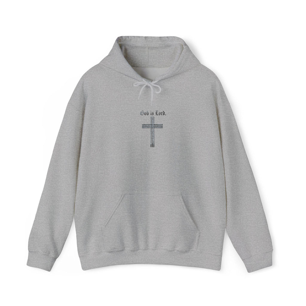 Faith Cross Illustration Hoodie | Floral Cross with "God is Lord" Script, Faith Hoodie, Christian Gift