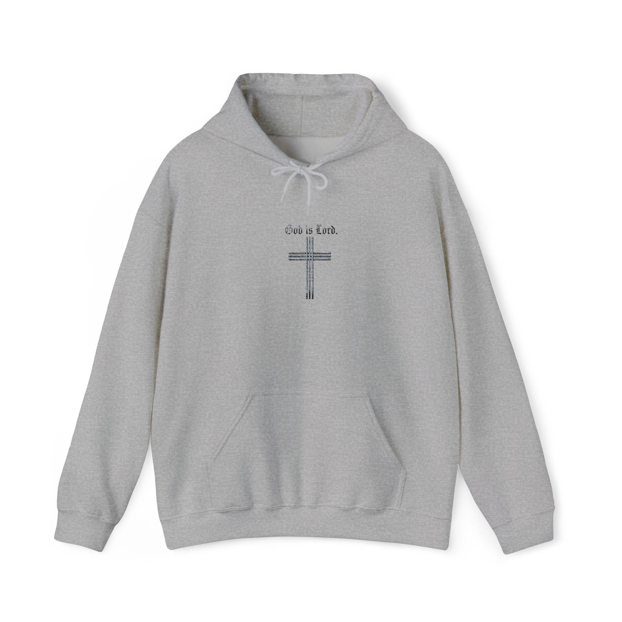 Faith Cross Illustration Hoodie | Floral Cross with "God is Lord" Script, Faith Hoodie, Christian Gift