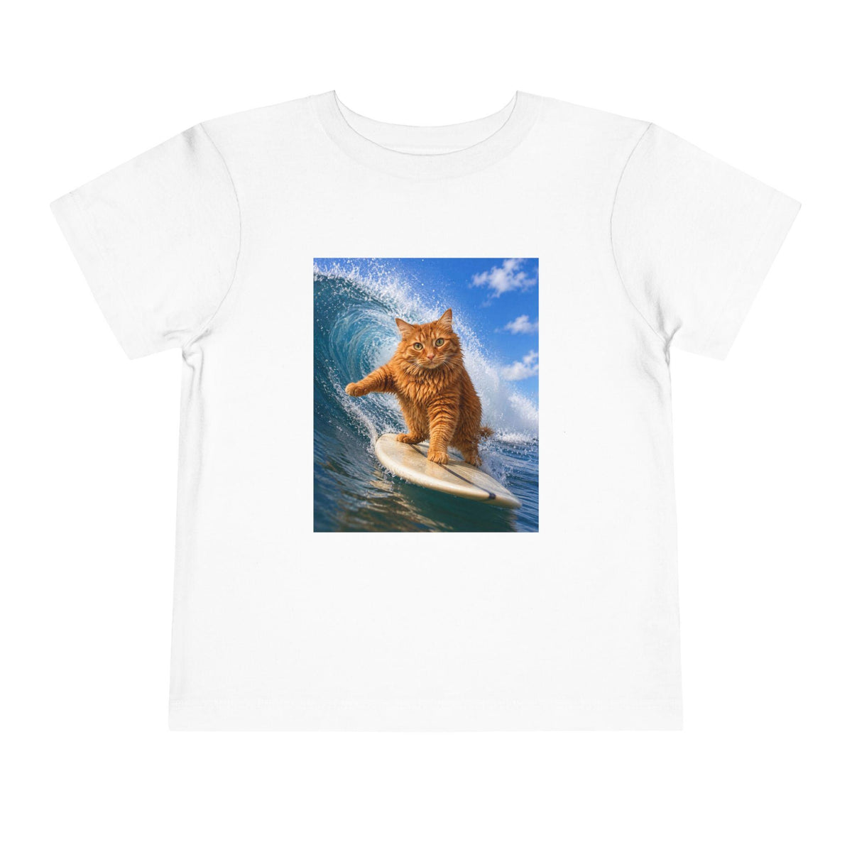Surfing Ginger Cat Toddler Tee | Cute Surf Cat Graphic