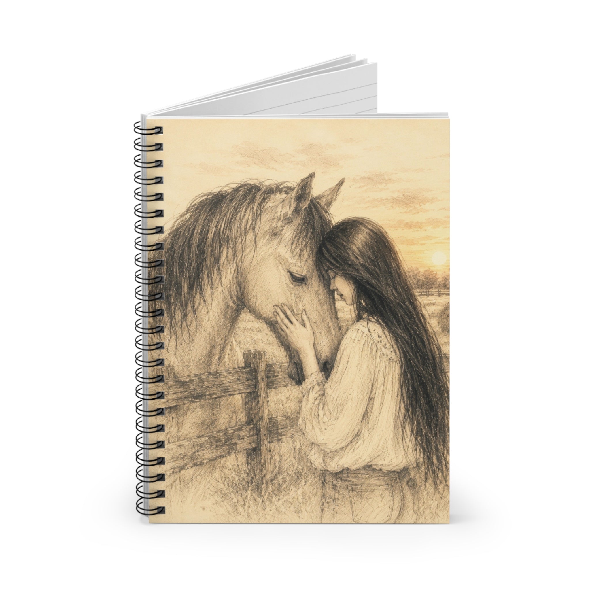 Horse & Girl Sketch Spiral Notebook,  Ruled Journal for Equestrian Lovers, Horse Lovers, Cowgirl Journal