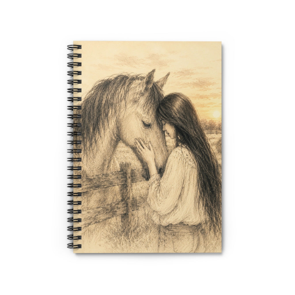 Horse & Girl Sketch Spiral Notebook,  Ruled Journal for Equestrian Lovers, Horse Lovers, Cowgirl Journal