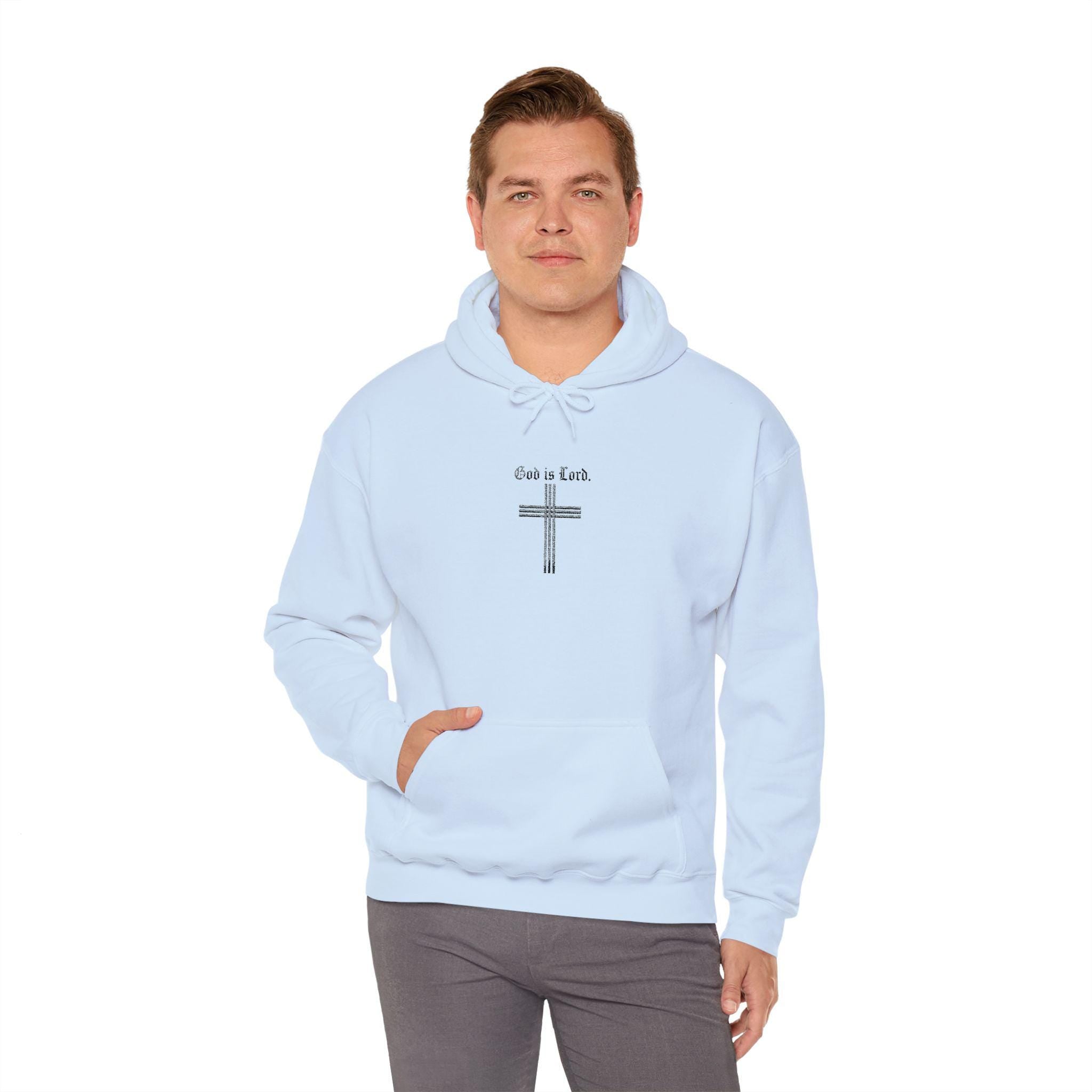 Faith Cross Illustration Hoodie | Floral Cross with "God is Lord" Script, Faith Hoodie, Christian Gift