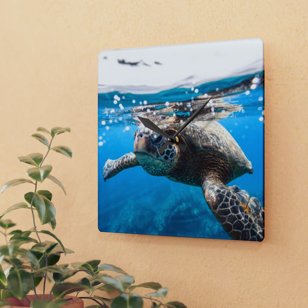 Sea Turtle Wall Clock, Ocean Photography, Coastal Decor, Under the Sea Turtle, Sea Turtle Lovers Gift, Beach Gift