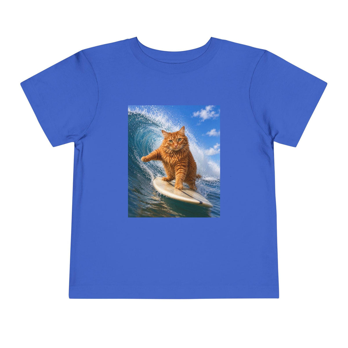 Surfing Ginger Cat Toddler Tee | Cute Surf Cat Graphic