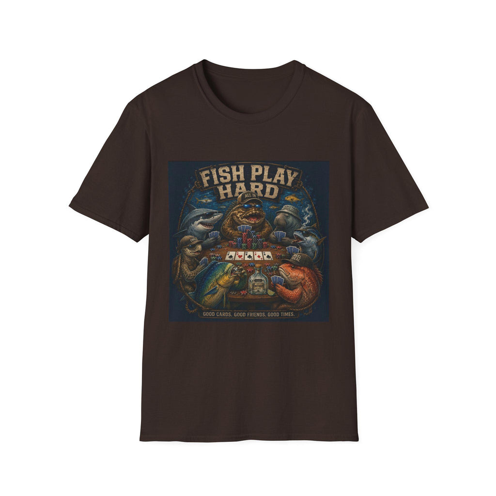 Fish Play Hard Poker Fish T-Shirt | Fishing Humor, Card Game Retro Art