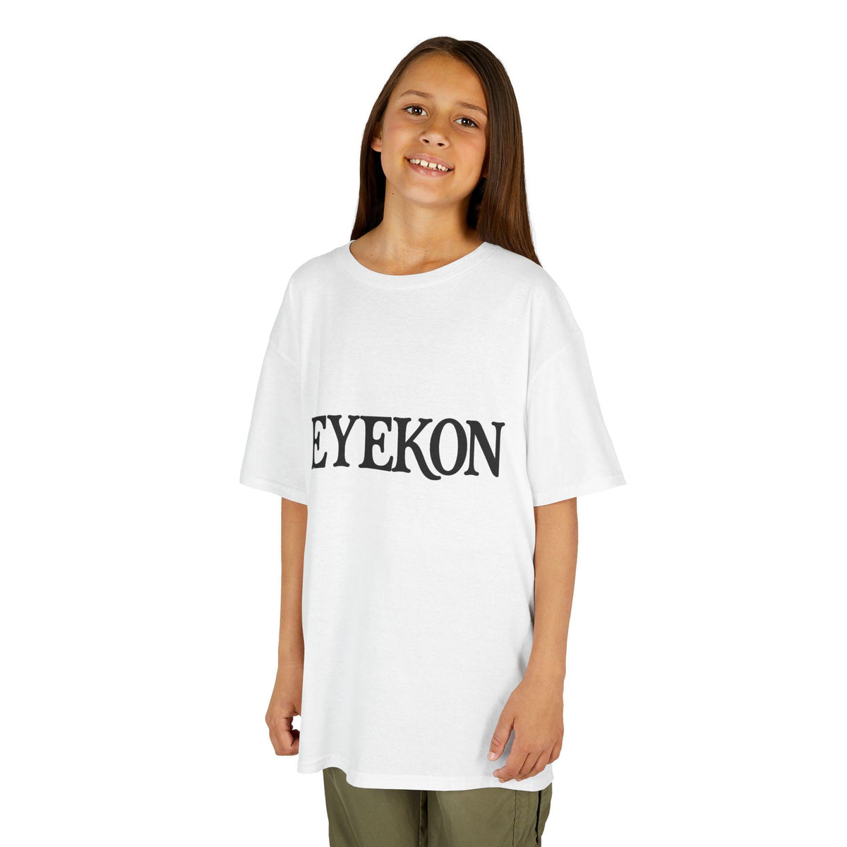 EYEKON Kids Tee | Logo Graphic, Black Text on White, Girl's Gift