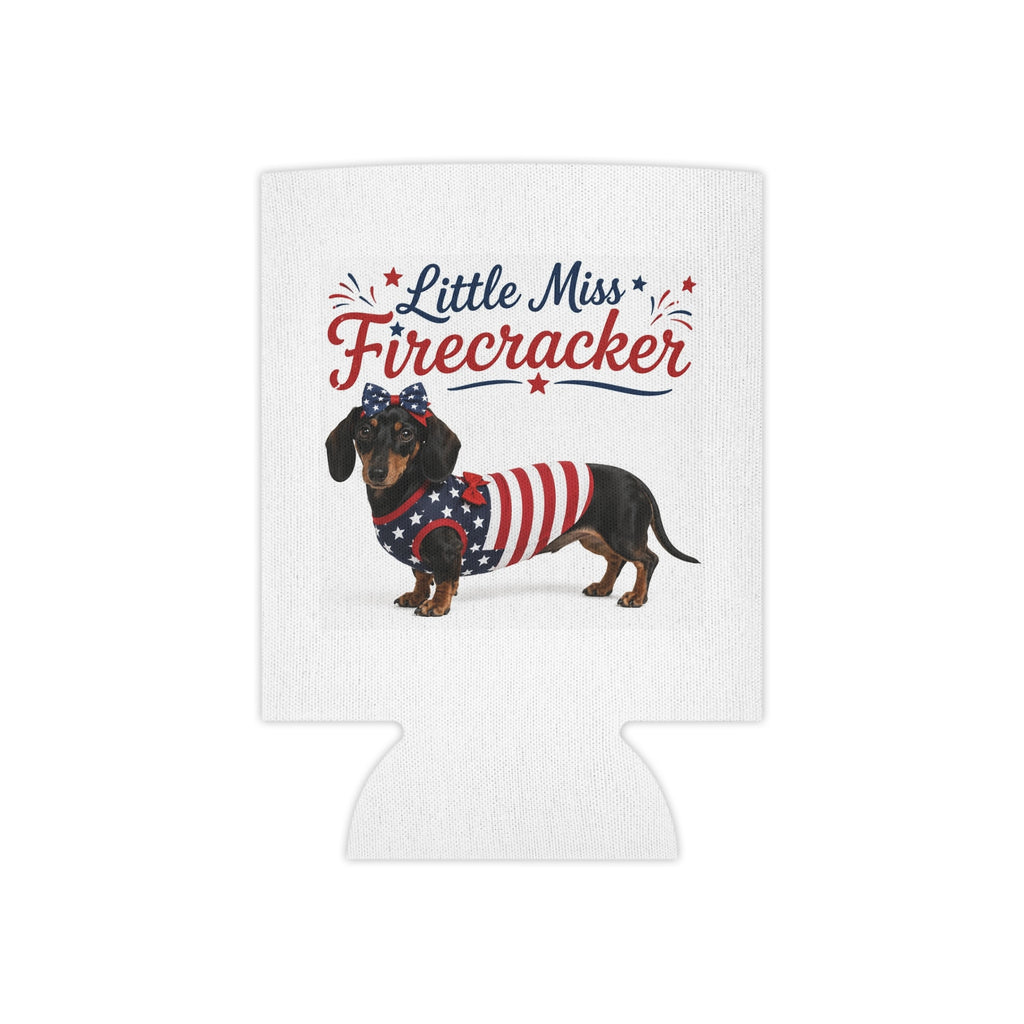 Little Miss Firecracker Can Cooler | Patriotic Dachshund, Fourth of July