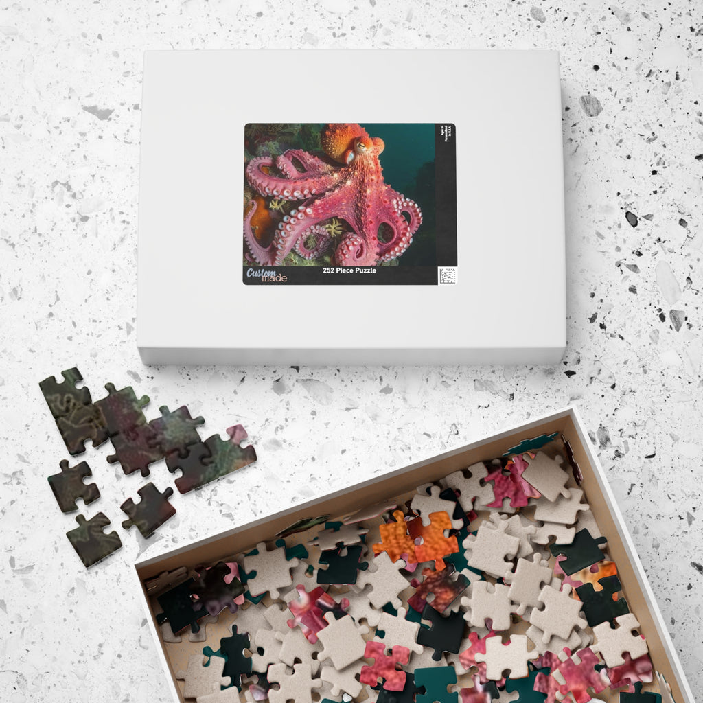 Pink Octopus Puzzle,  252-1014 Piece, Ocean Sea Life Jigsaw, Sea Life Puzzle, Octopus Lovers Gift