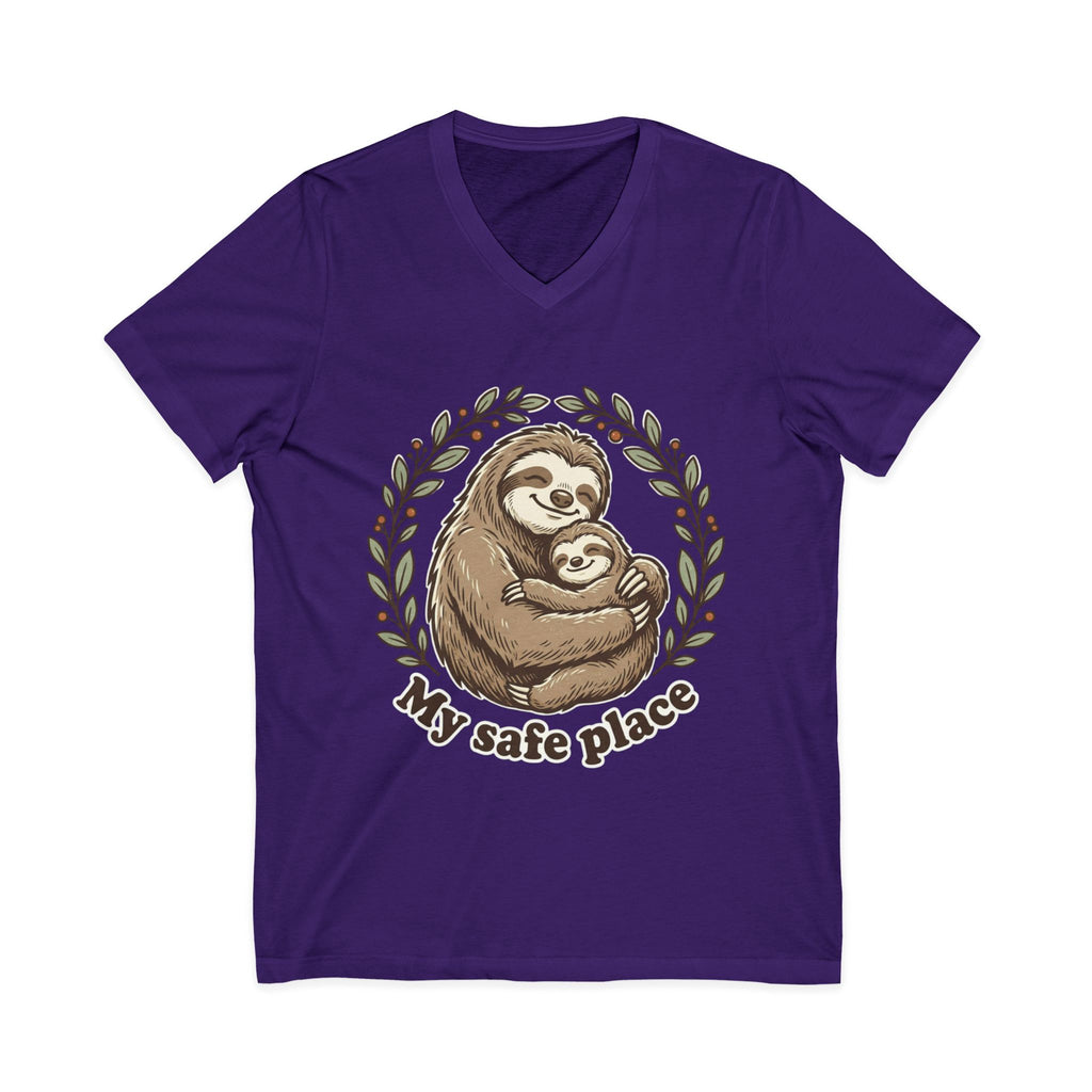 Mama Sloth Hugging Baby My Safe Place Tee | Sloth Family Animal Illustration