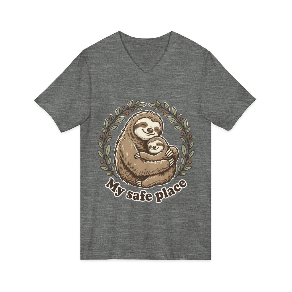 Mama Sloth Hugging Baby My Safe Place Tee | Sloth Family Animal Illustration
