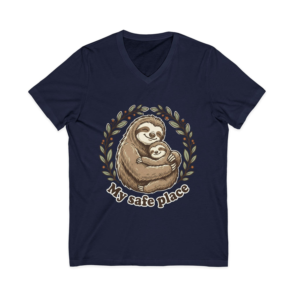Mama Sloth Hugging Baby My Safe Place Tee | Sloth Family Animal Illustration