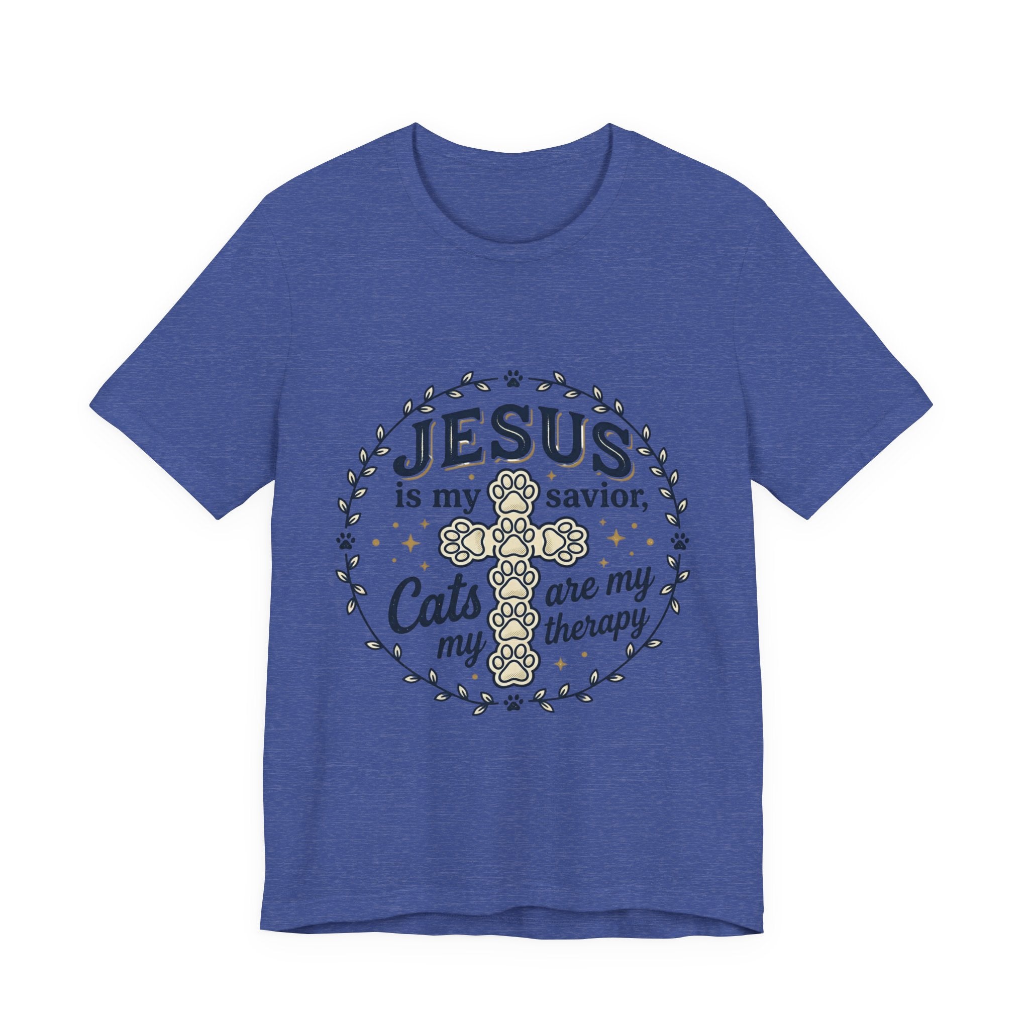 Jesus is my Savior Cats are my Therapy T-Shirt | Faith Cat Tee