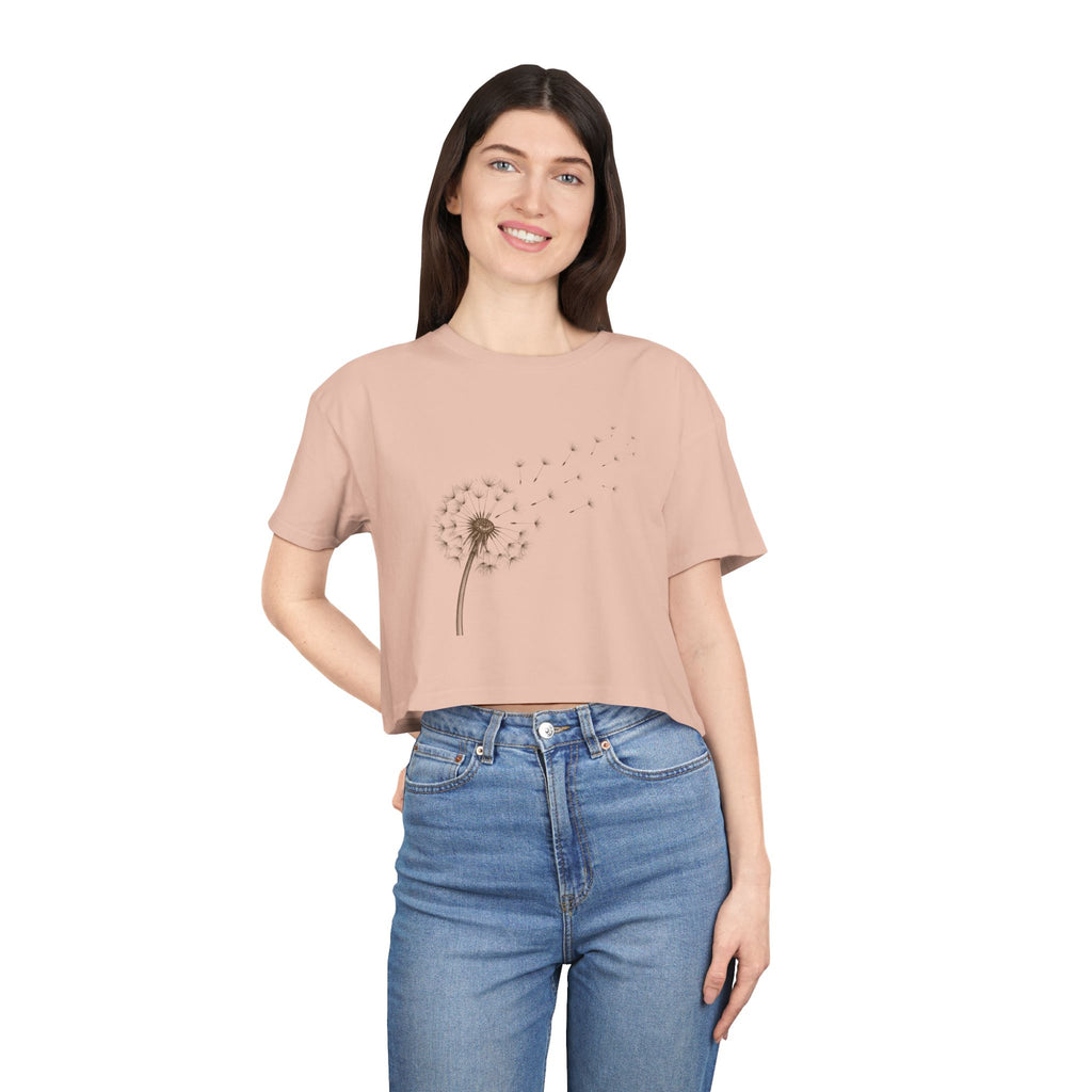 Dandelion Puff Crop Tee | Simple Botanical Illustration