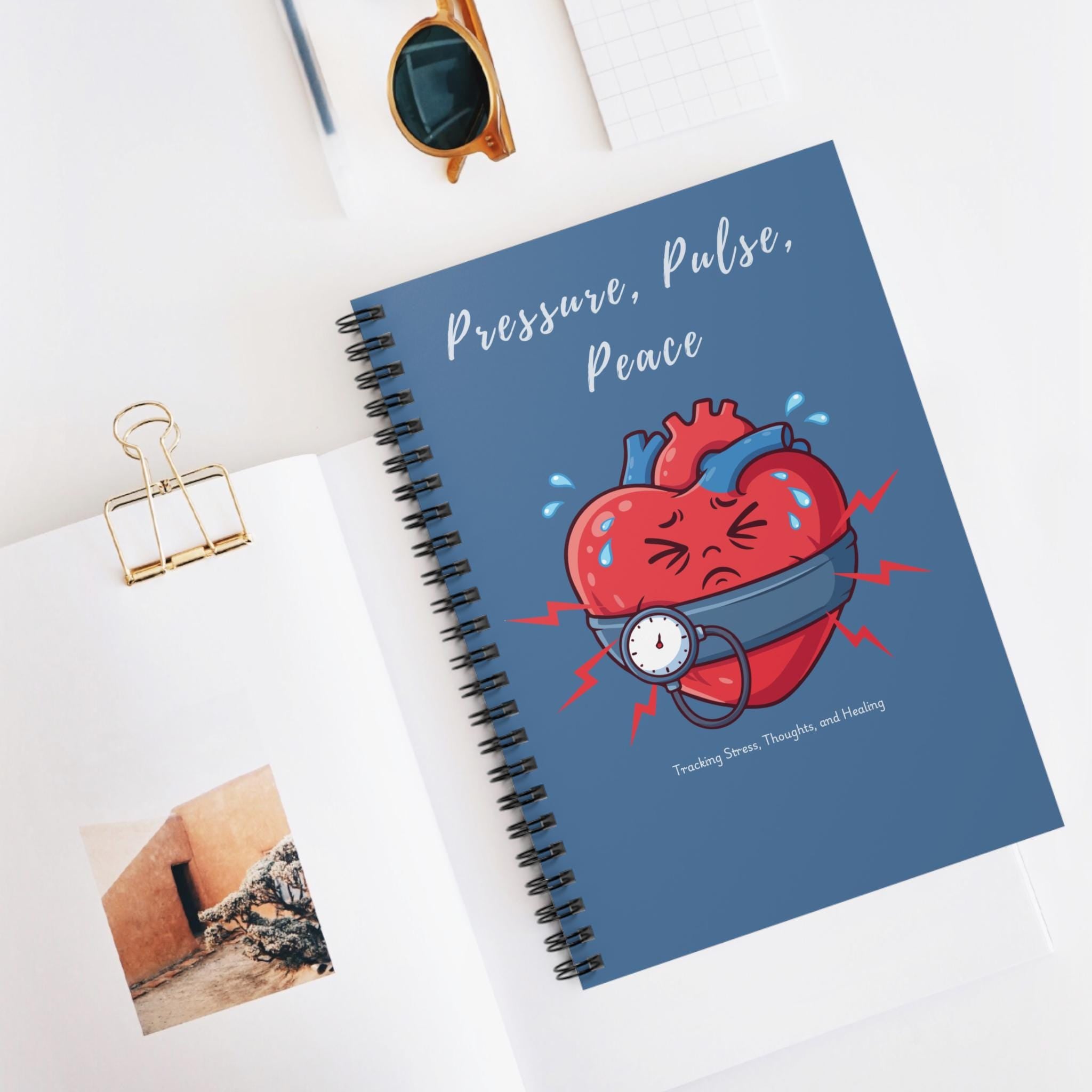 Pressure Pulse Peace heart illustration Spiral Notebook | Ruled Journal