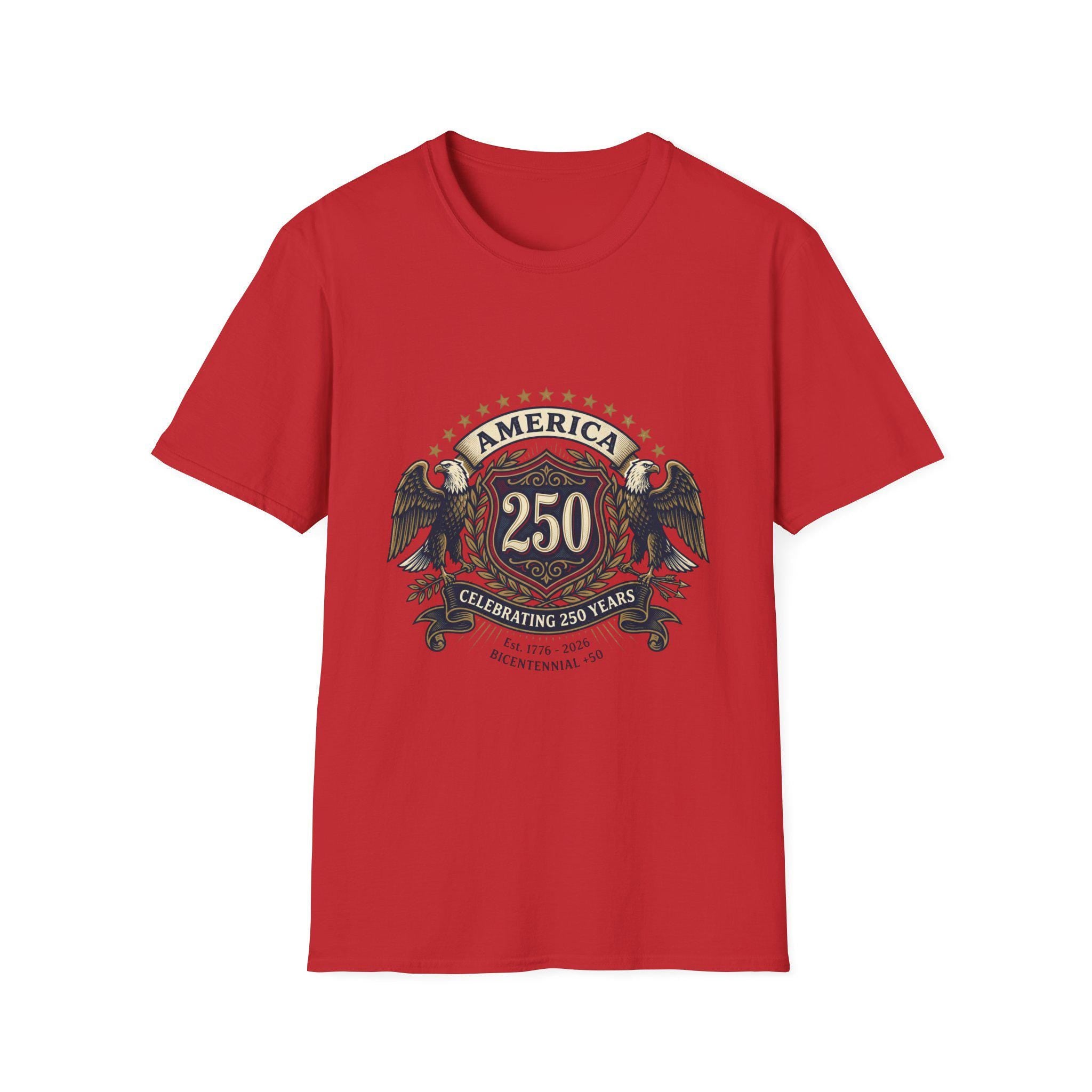 America 250 Crest T-Shirt | Bicentennial Celebration, Eagle Shield Design