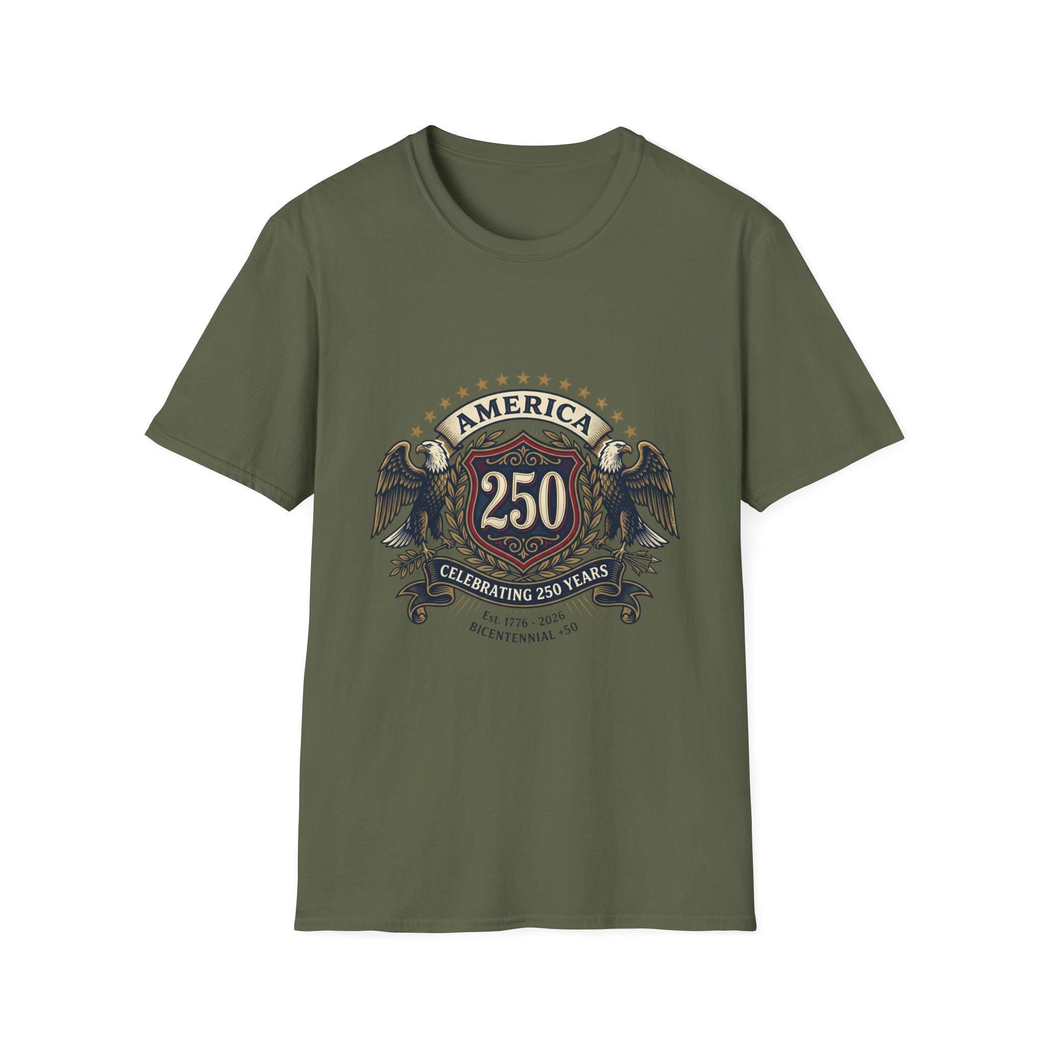 America 250 Crest T-Shirt | Bicentennial Celebration, Eagle Shield Design