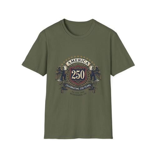America 250 Crest T-Shirt | Bicentennial Celebration, Eagle Shield Design