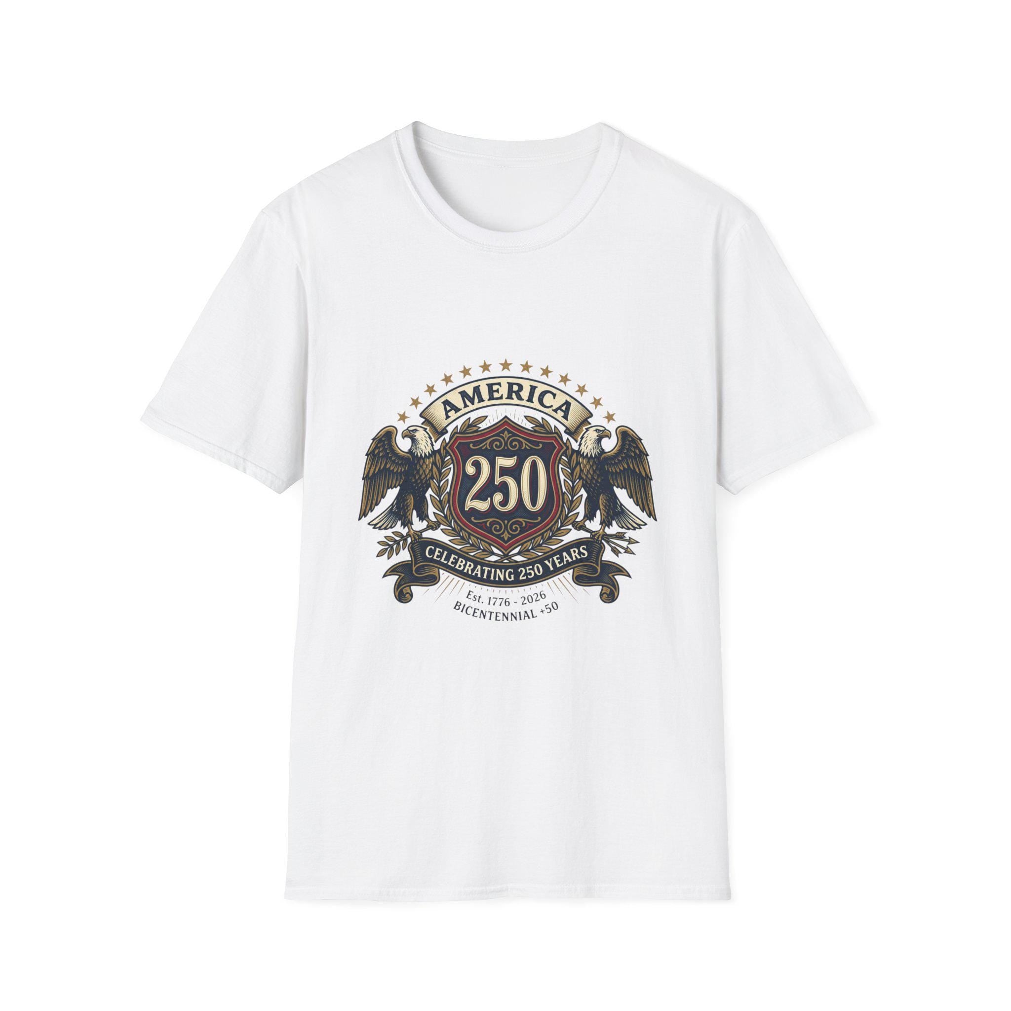 America 250 Crest T-Shirt | Bicentennial Celebration, Eagle Shield Design