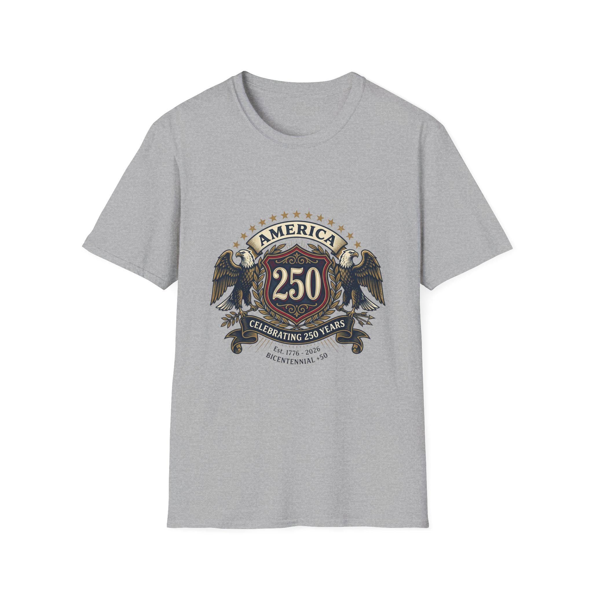 America 250 Crest T-Shirt | Bicentennial Celebration, Eagle Shield Design