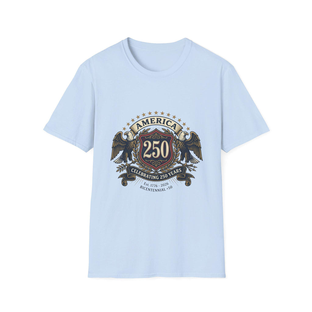 America 250 Crest T-Shirt | Bicentennial Celebration, Eagle Shield Design
