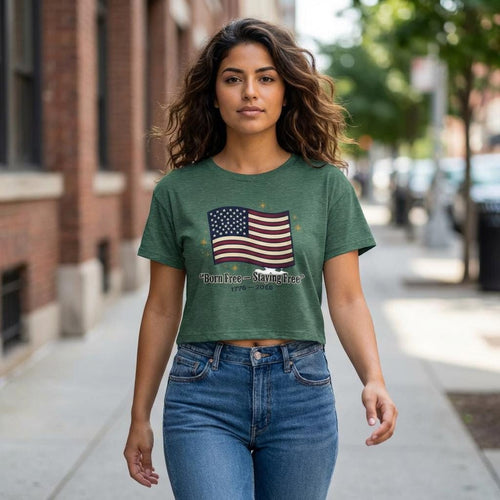 Born Free Staying Free American Flag Crop Top | 1776-2026 Patriotic Tee