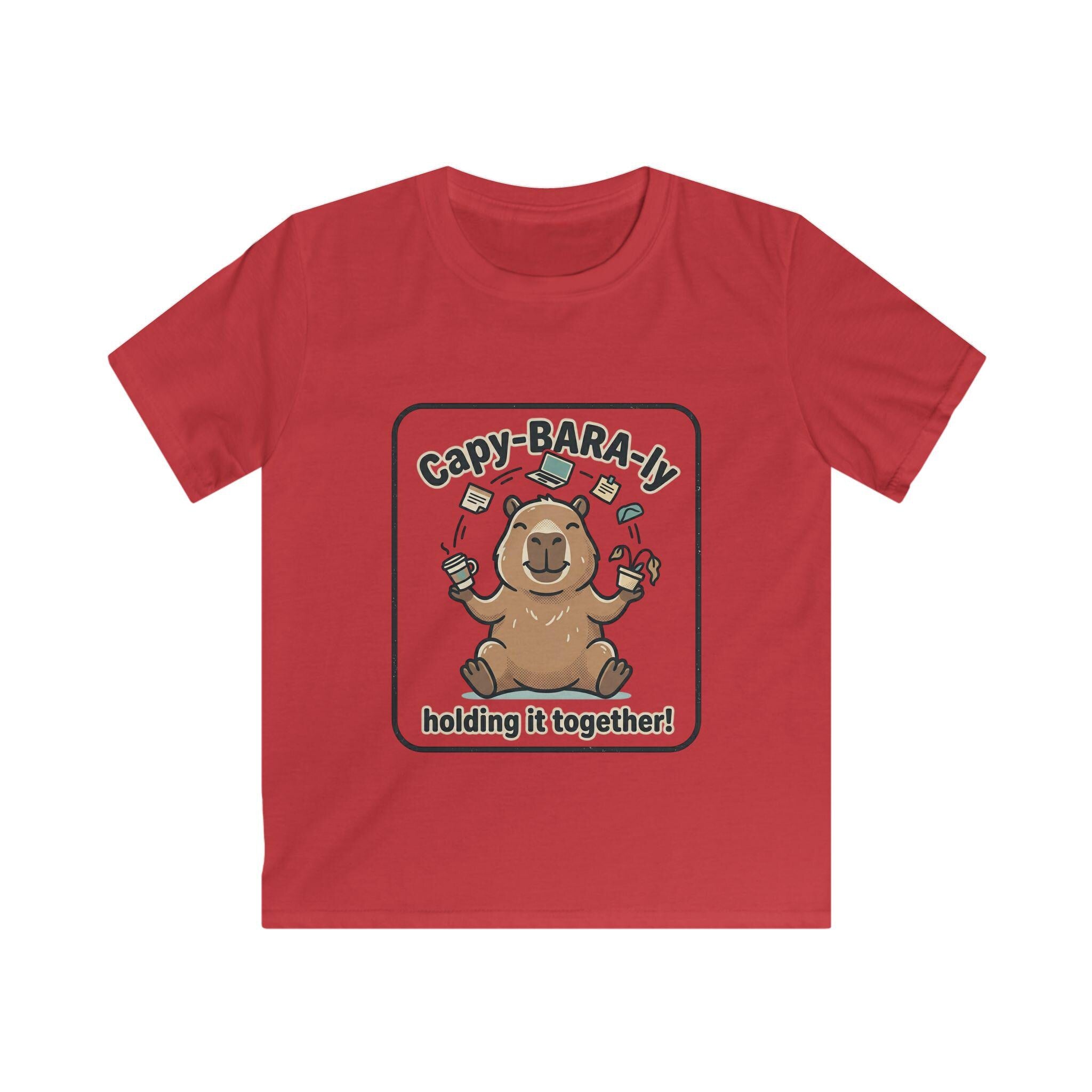 Capybara Juggling Holding It Together kids tee | Cute Animal Kids Shirt