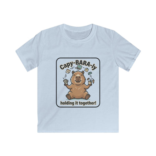 Capybara Juggling Holding It Together kids tee | Cute Animal Kids Shirt