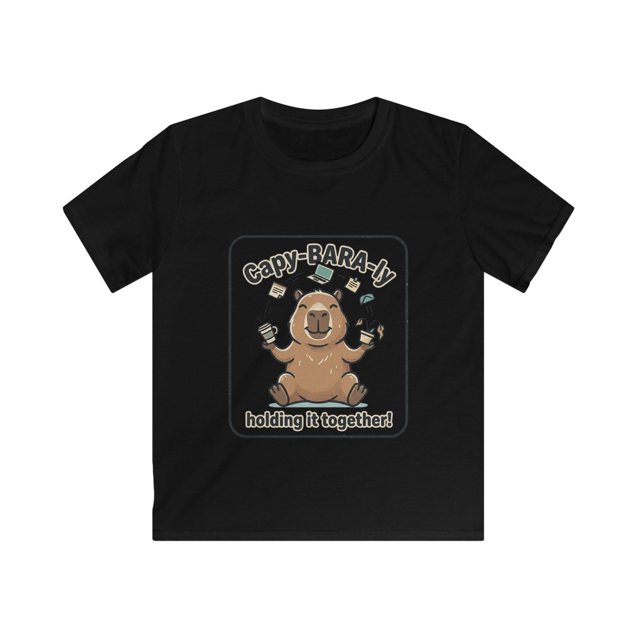 Capybara Juggling Holding It Together kids tee | Cute Animal Kids Shirt