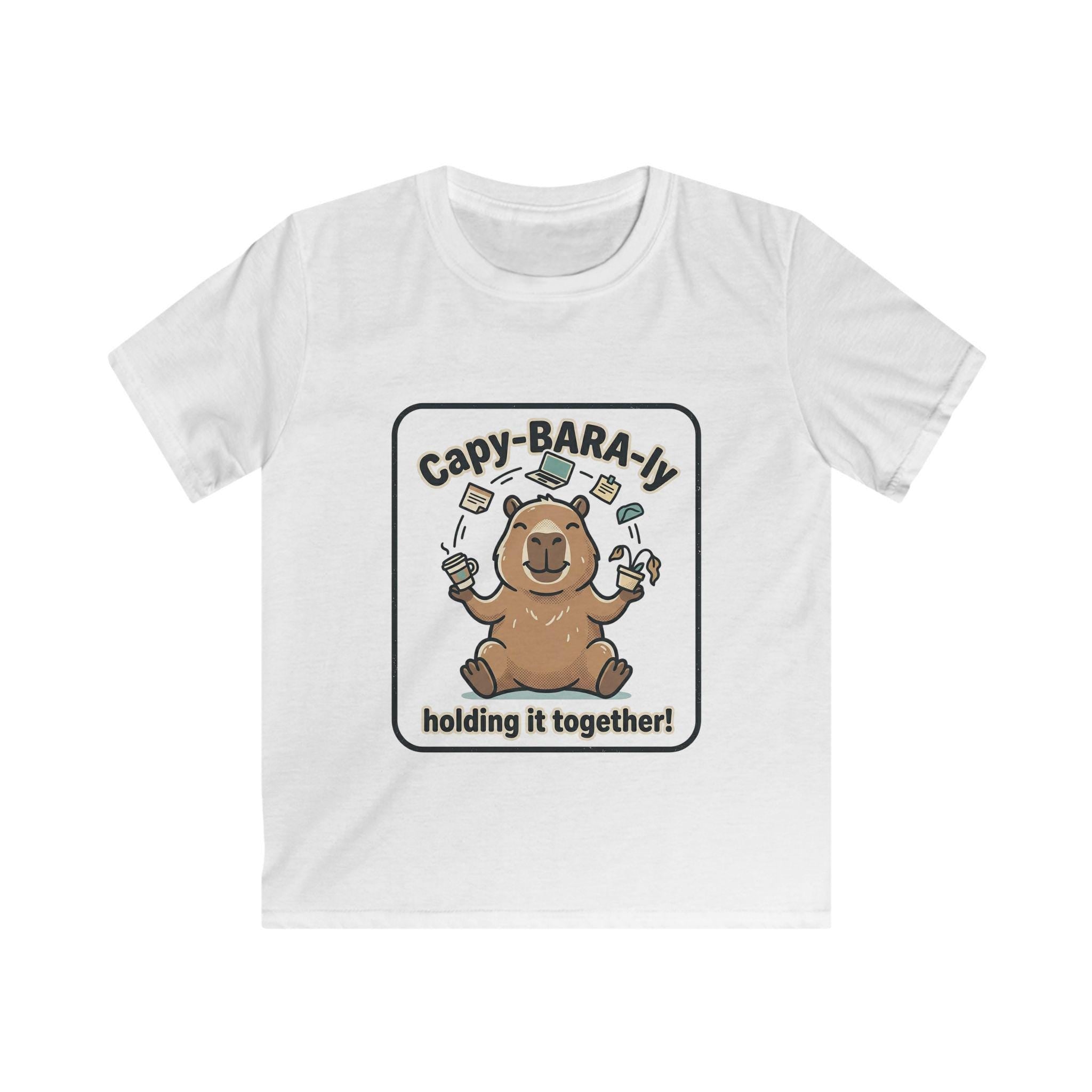 Capybara Juggling Holding It Together kids tee | Cute Animal Kids Shirt