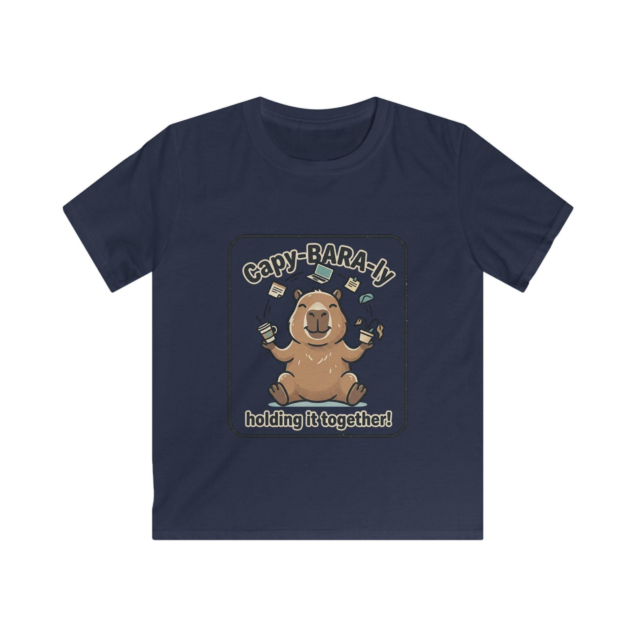 Capybara Juggling Holding It Together kids tee | Cute Animal Kids Shirt