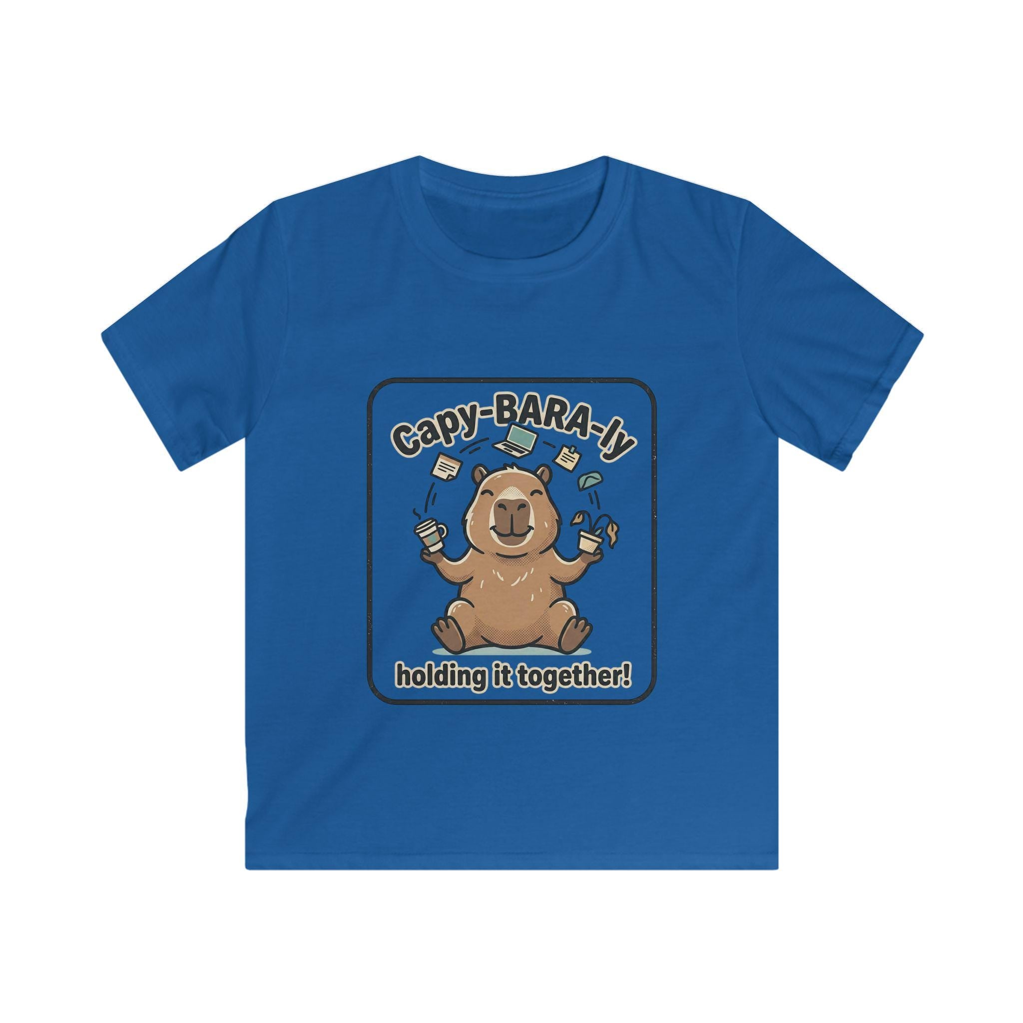 Capybara Juggling Holding It Together kids tee | Cute Animal Kids Shirt