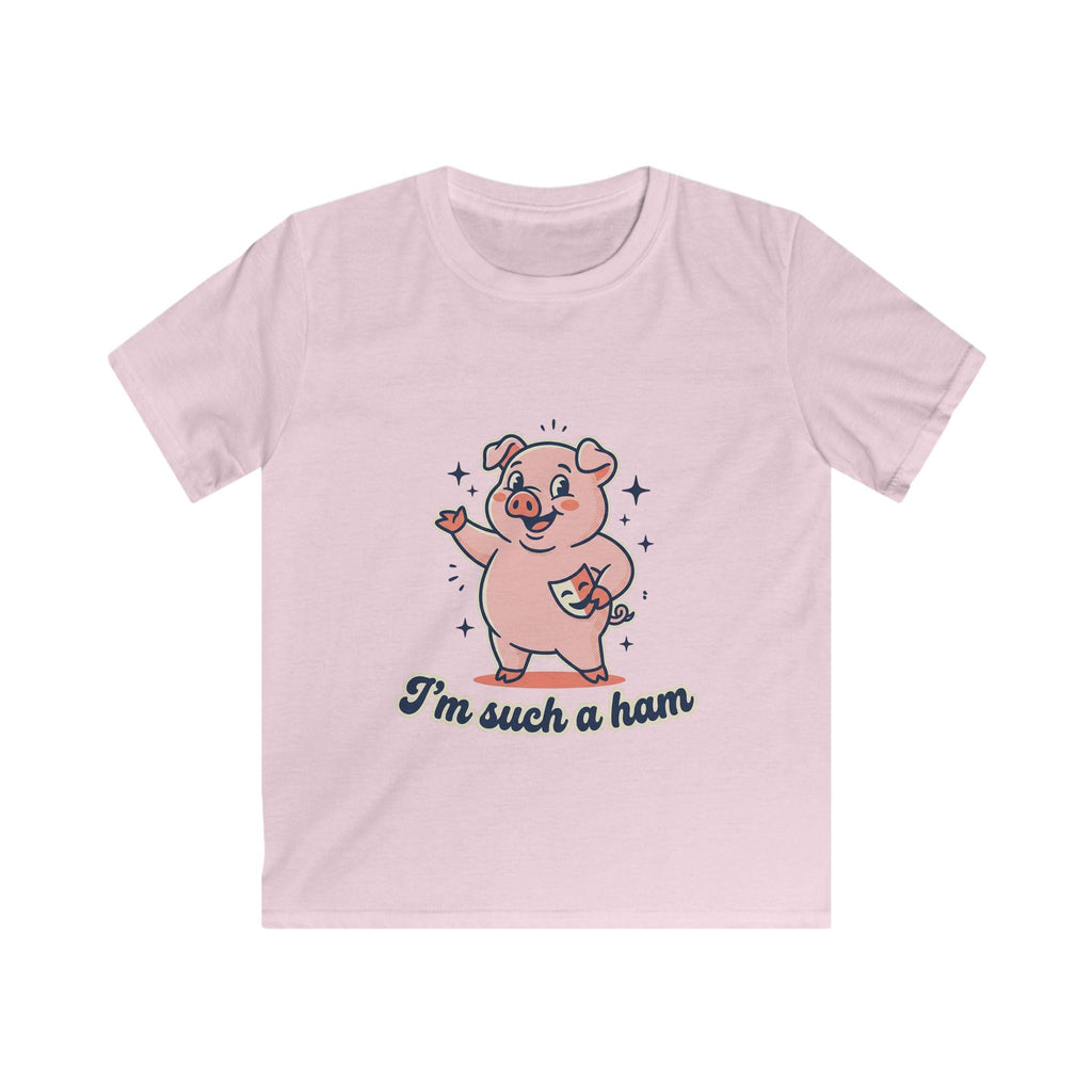 Pink Cartoon Pig "I'm Such a Ham" Kids Tee | Cute Animal Shirt