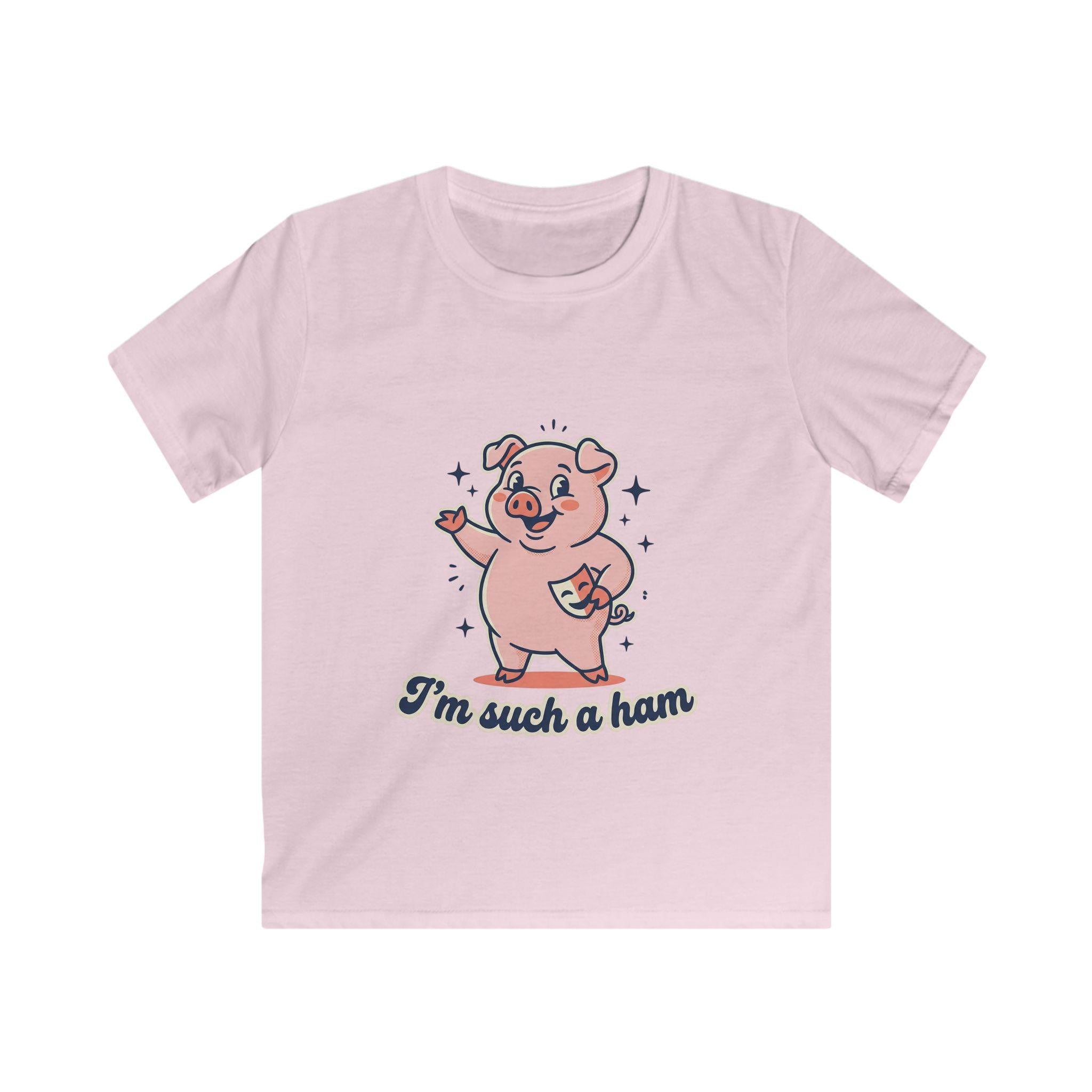 Pink Cartoon Pig "I'm Such a Ham" Kids Tee | Cute Animal Shirt