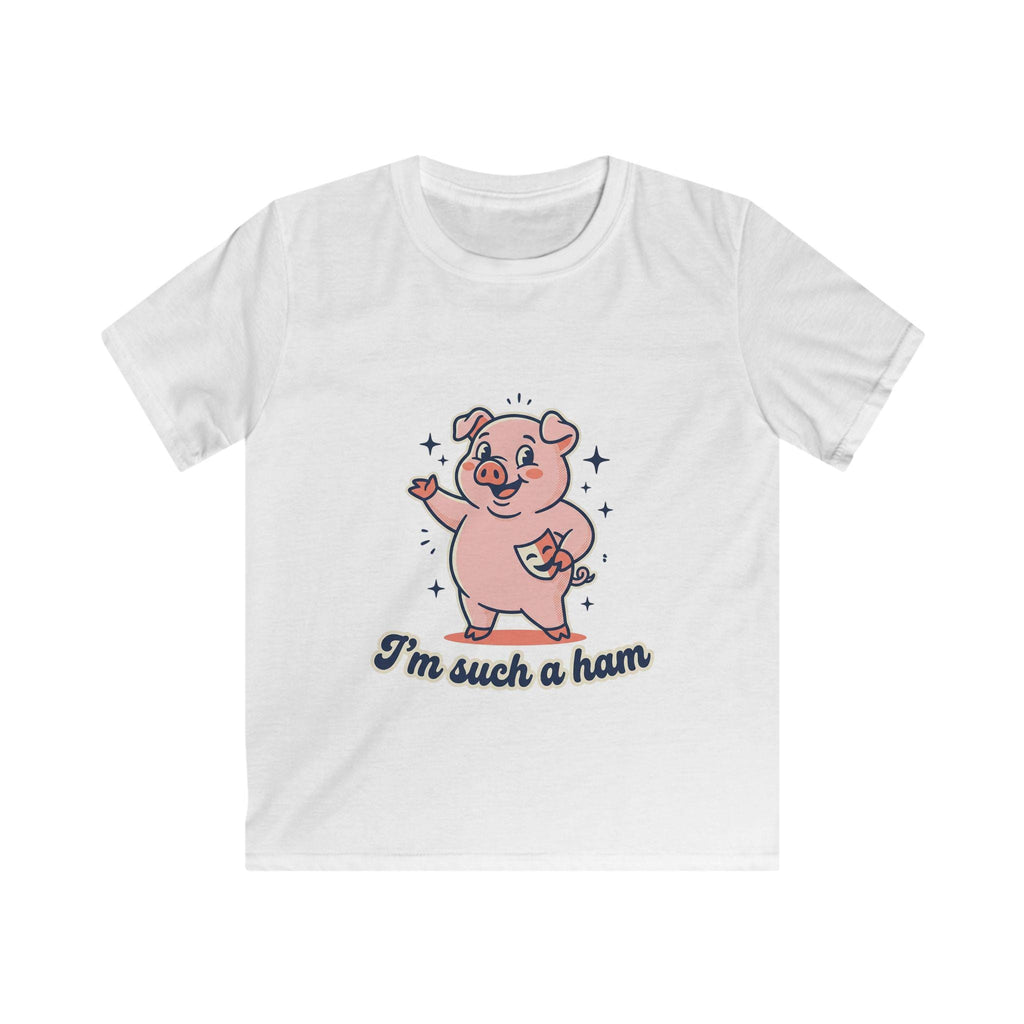 Pink Cartoon Pig "I'm Such a Ham" Kids Tee | Cute Animal Shirt