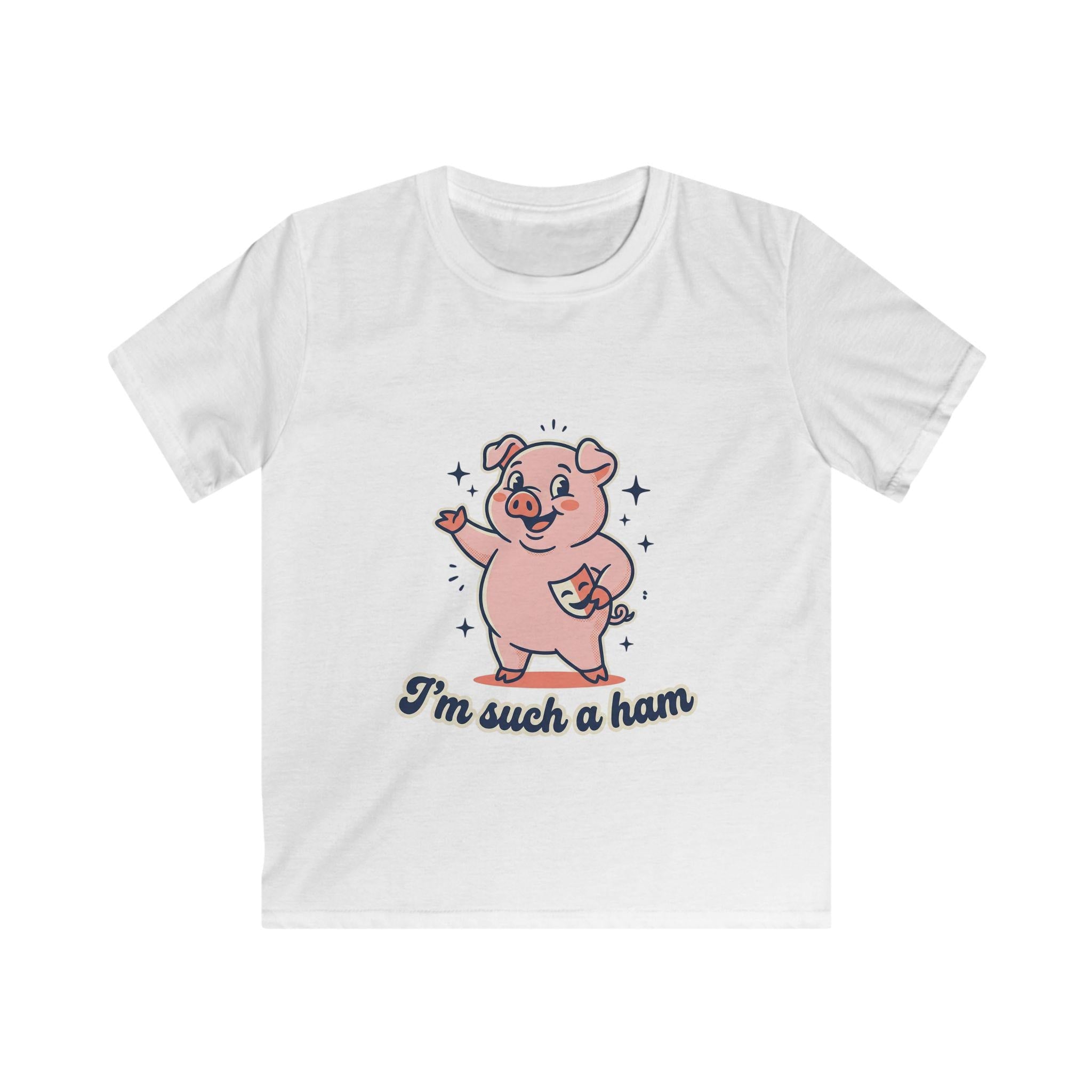 Pink Cartoon Pig "I'm Such a Ham" Kids Tee | Cute Animal Shirt