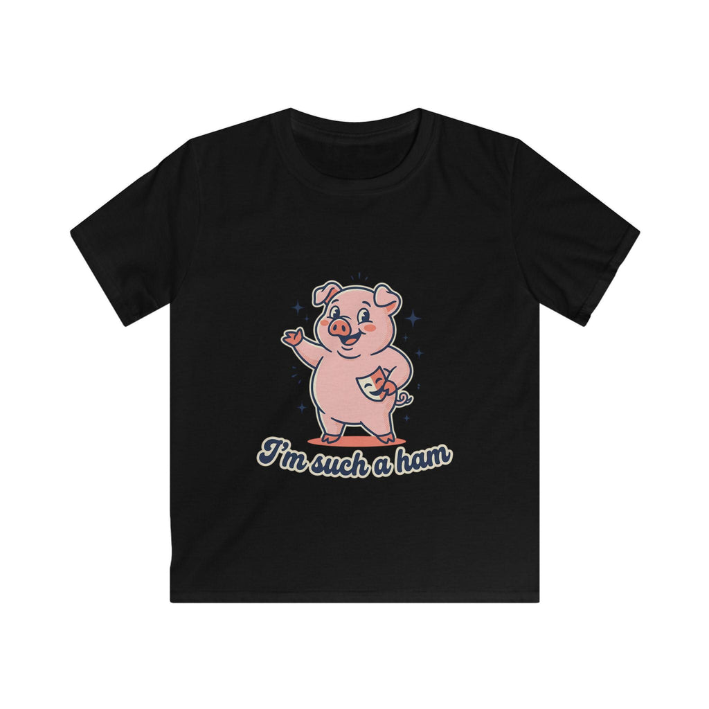 Pink Cartoon Pig "I'm Such a Ham" Kids Tee | Cute Animal Shirt
