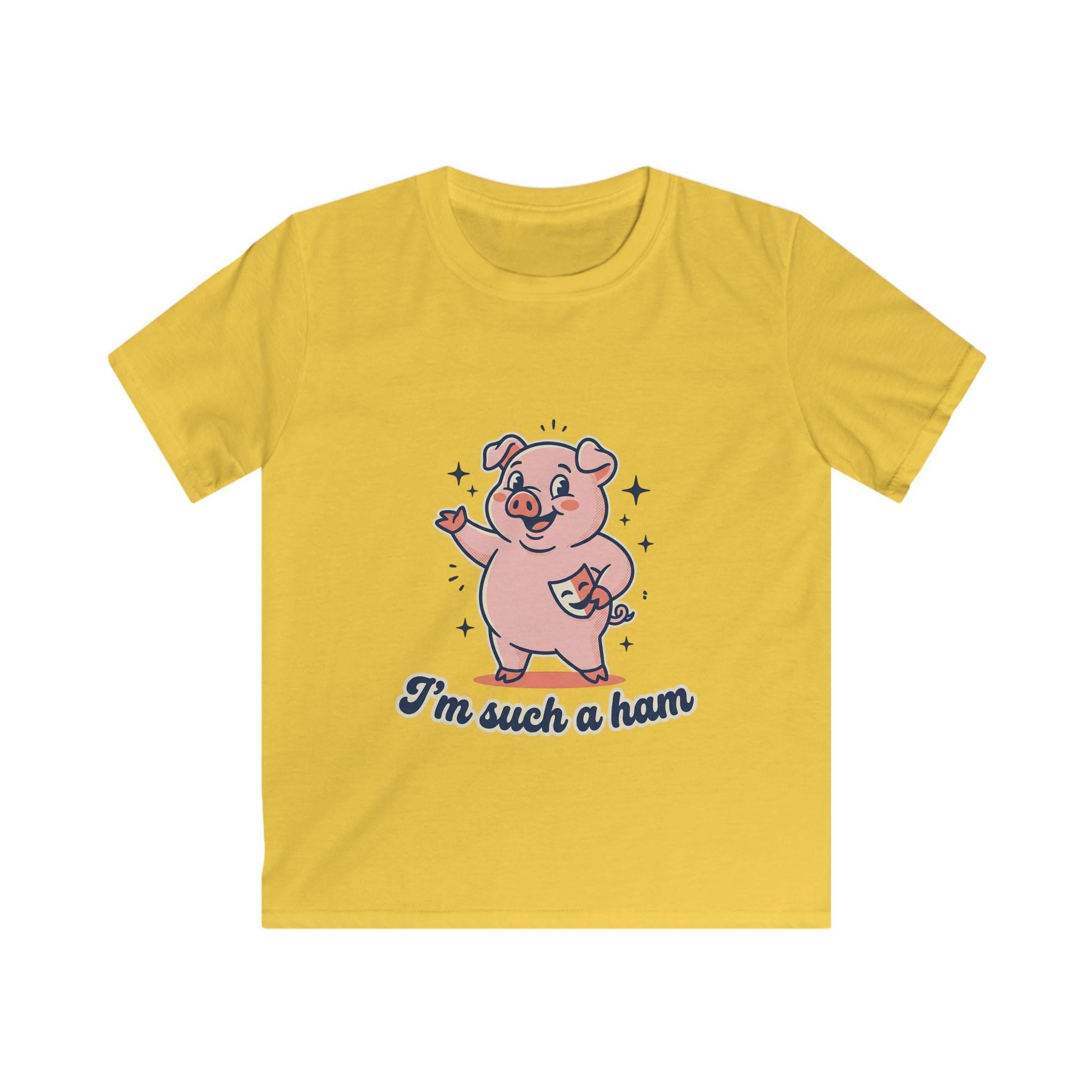Pink Cartoon Pig "I'm Such a Ham" Kids Tee | Cute Animal Shirt