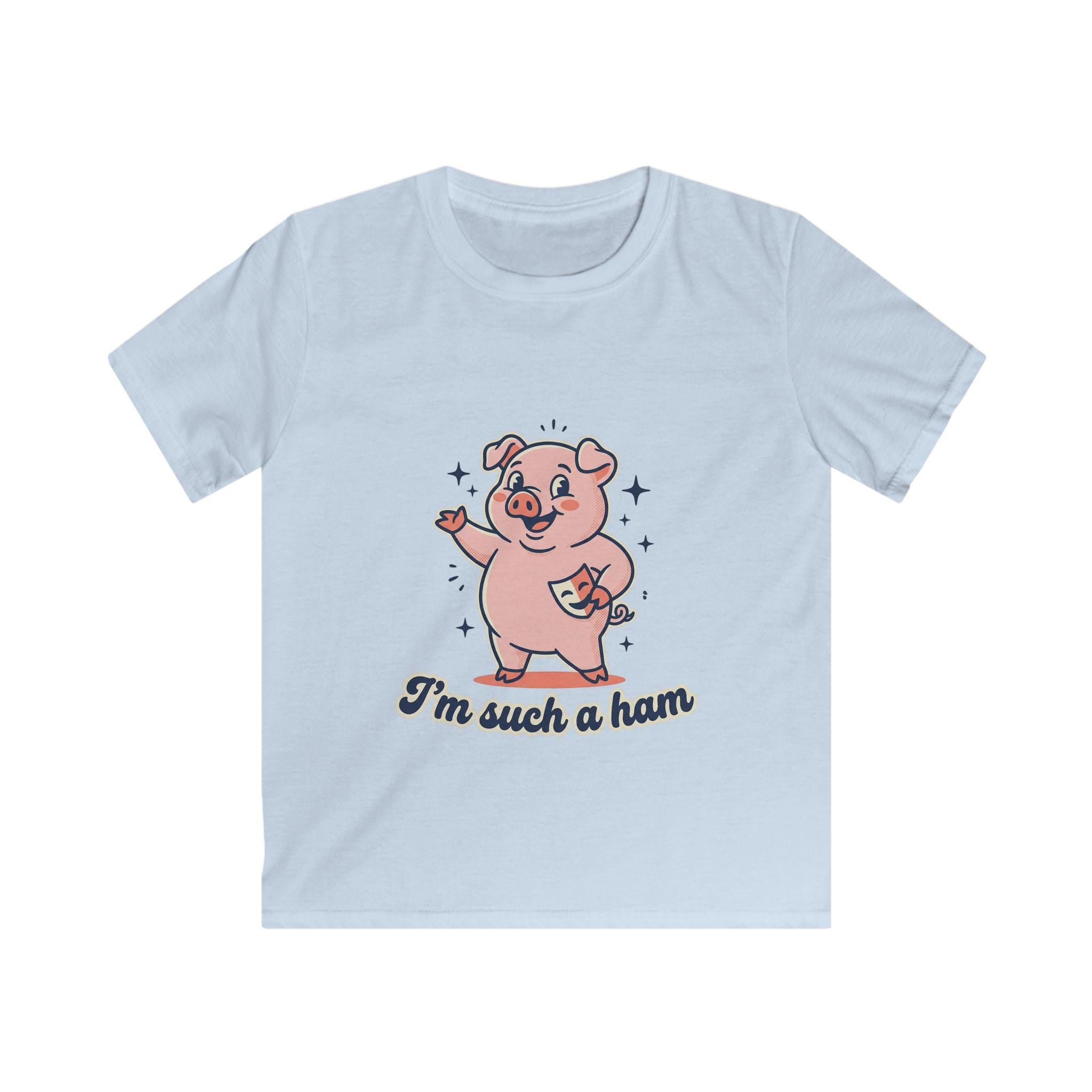 Pink Cartoon Pig "I'm Such a Ham" Kids Tee | Cute Animal Shirt