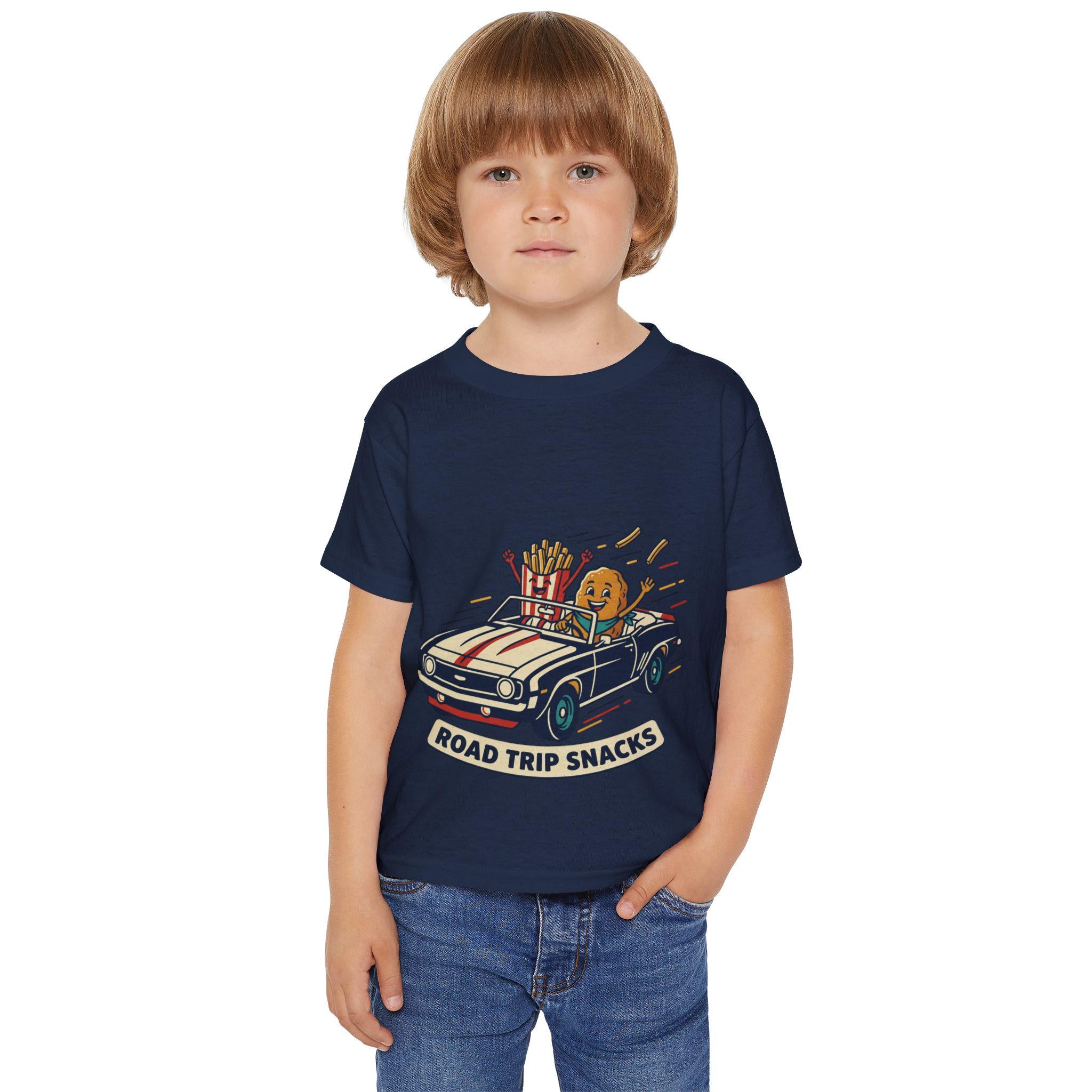 Road Trip Snacks Toddler T-shirt | Cartoon Fries & Cookie Car