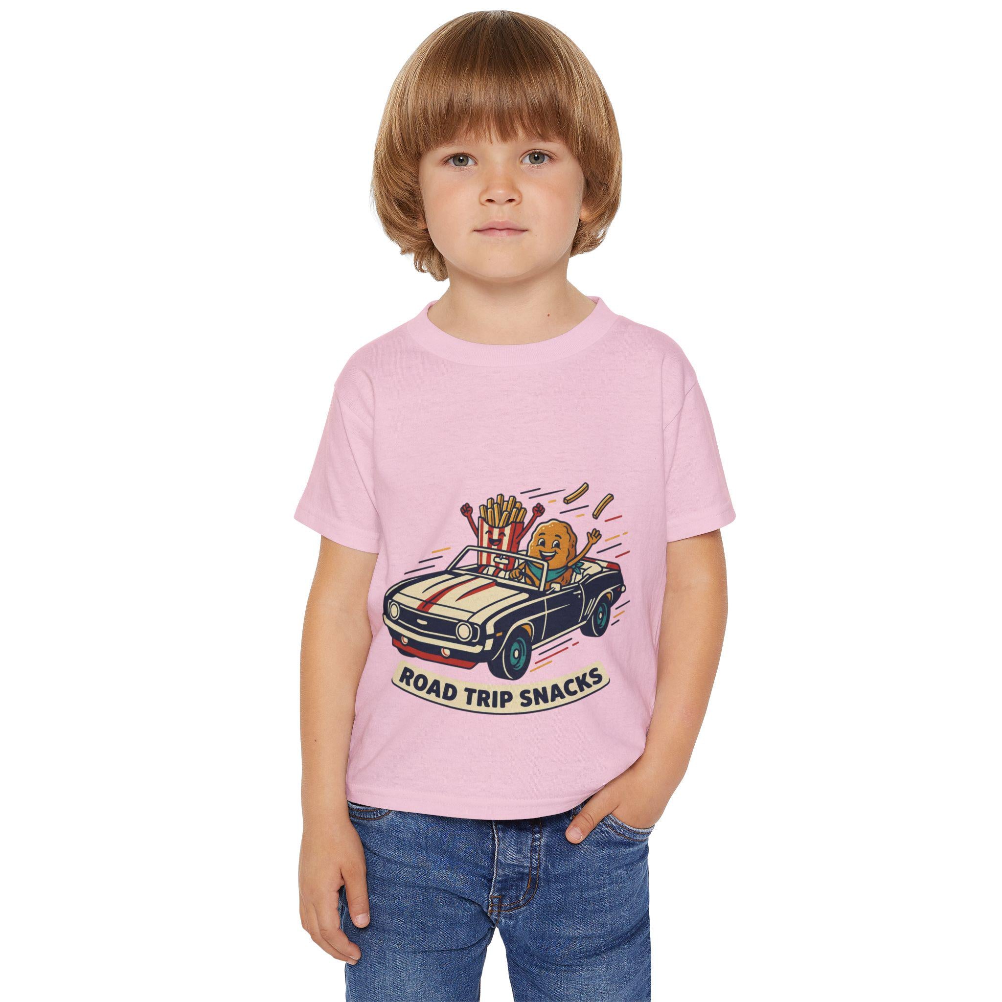 Road Trip Snacks Toddler T-shirt | Cartoon Fries & Cookie Car
