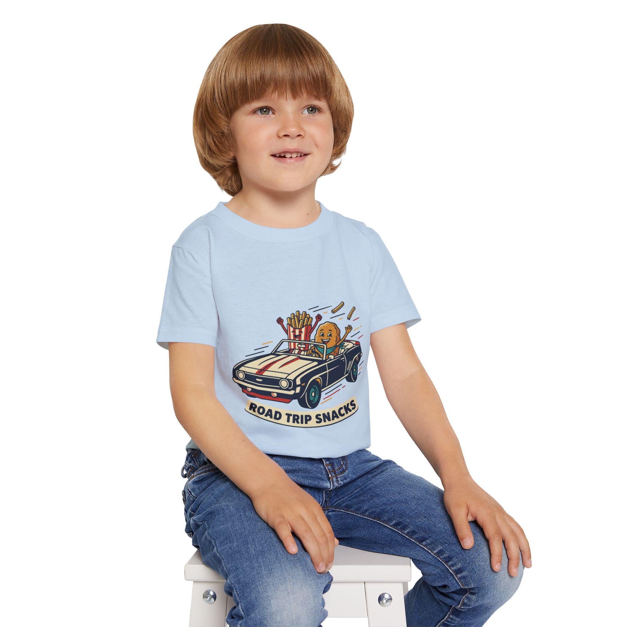Road Trip Snacks Toddler T-shirt | Cartoon Fries & Cookie Car