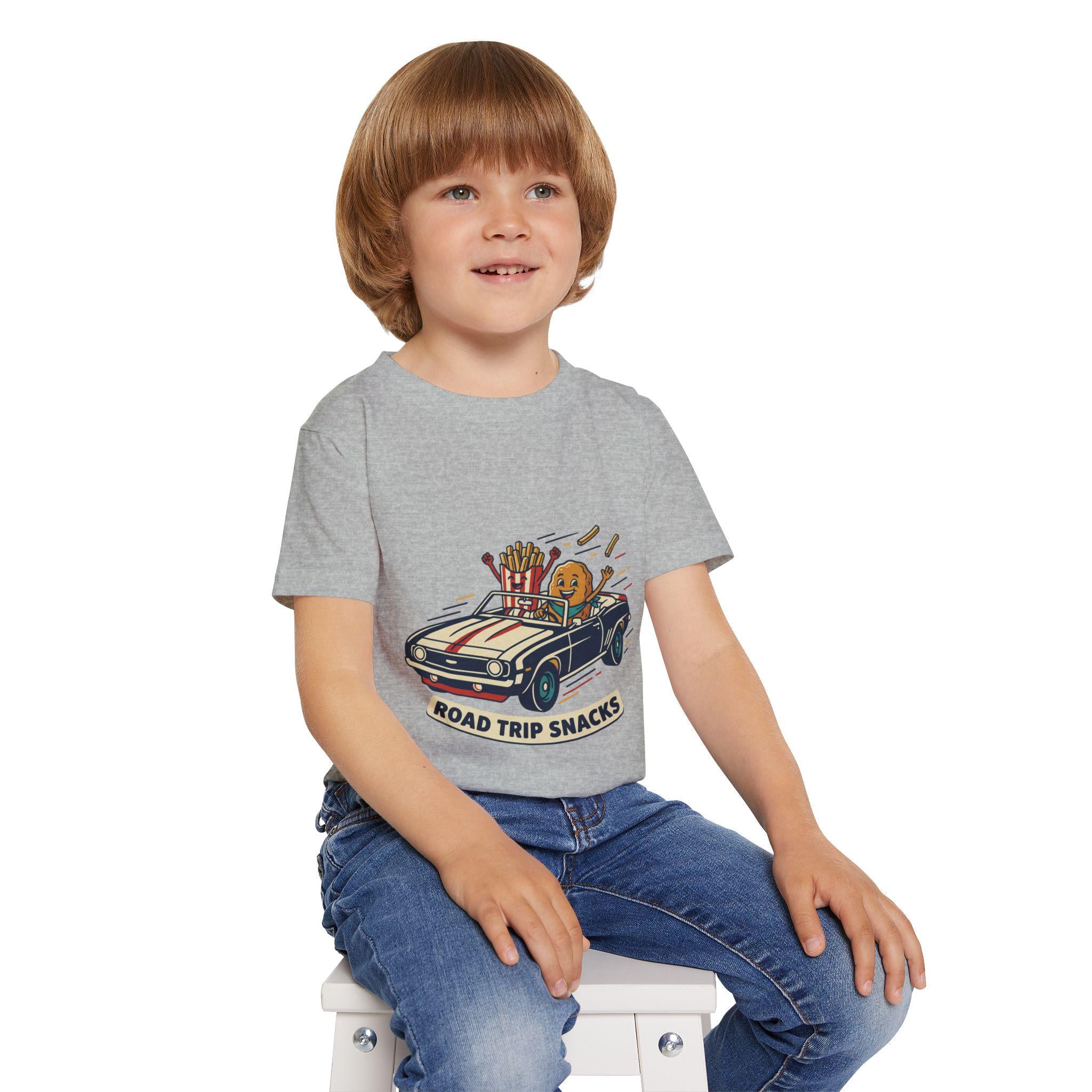 Road Trip Snacks Toddler T-shirt | Cartoon Fries & Cookie Car