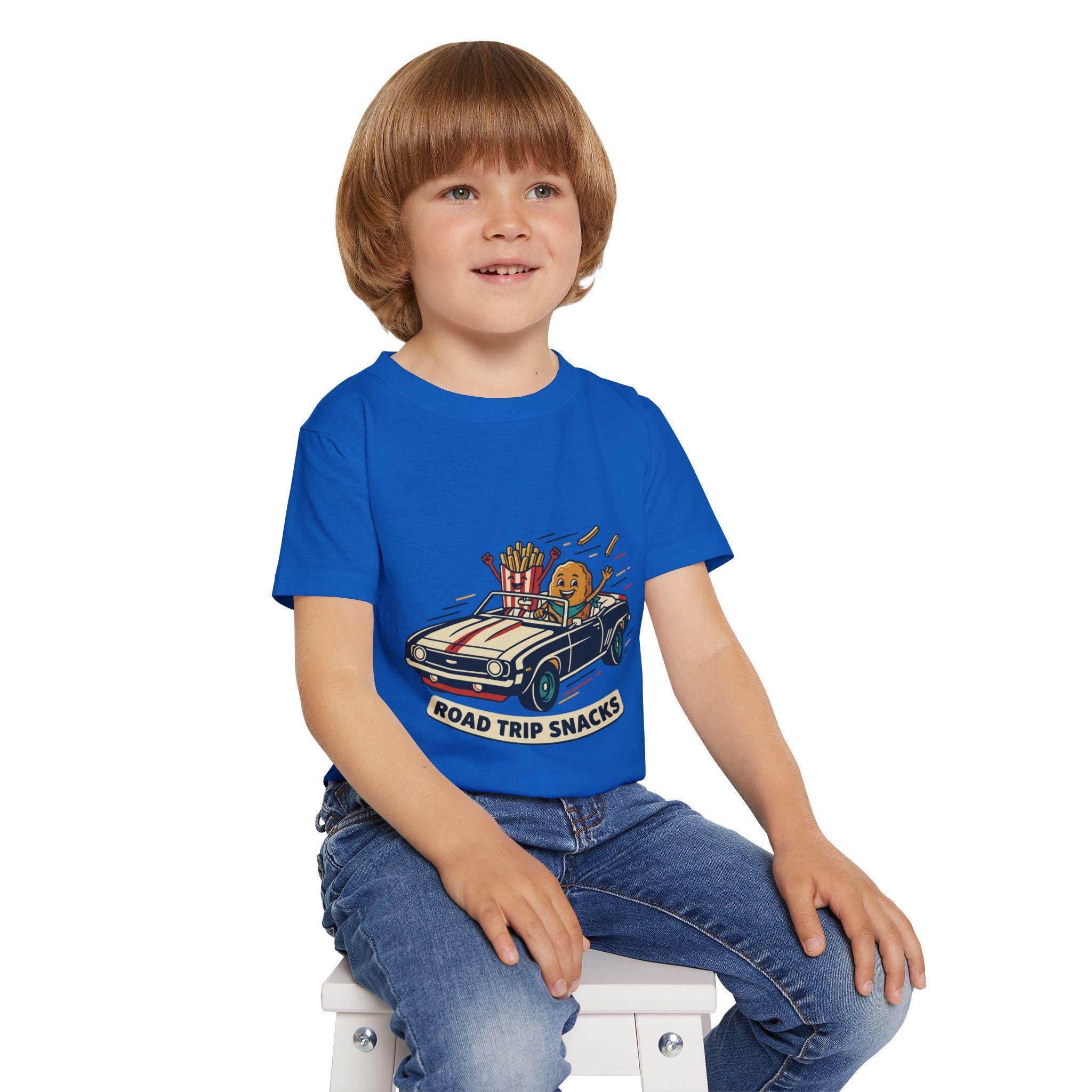 Road Trip Snacks Toddler T-shirt | Cartoon Fries & Cookie Car