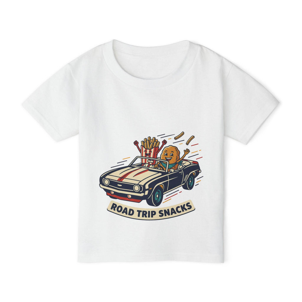 Road Trip Snacks Toddler T-shirt | Cartoon Fries & Cookie Car