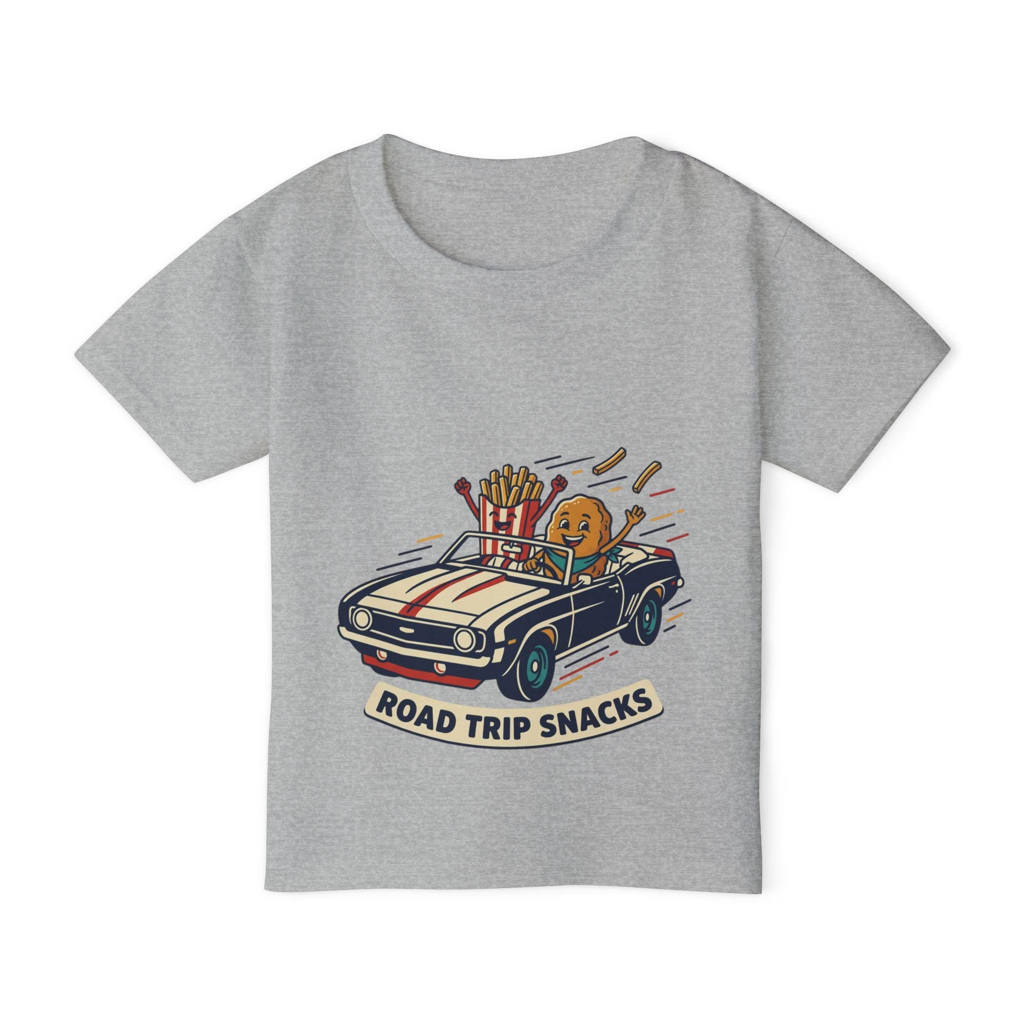 Road Trip Snacks Toddler T-shirt | Cartoon Fries & Cookie Car
