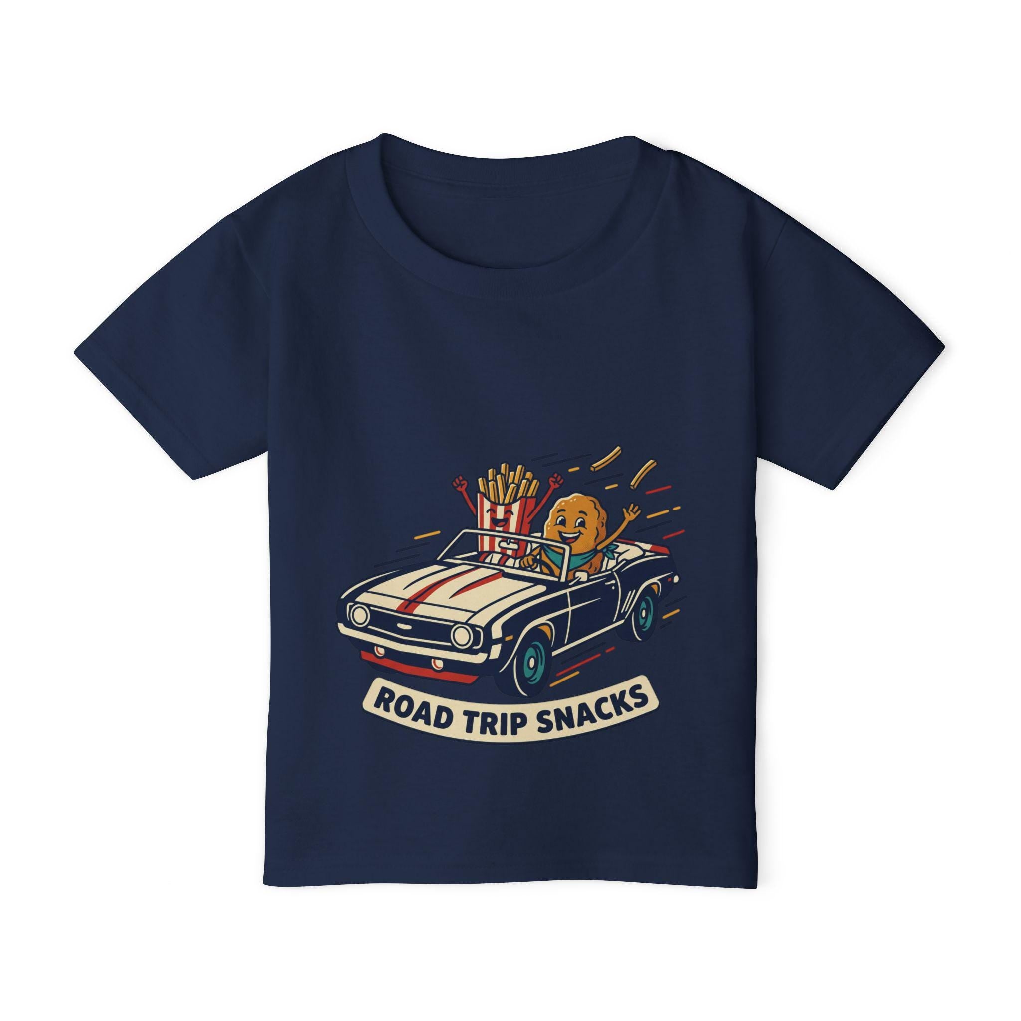 Road Trip Snacks Toddler T-shirt | Cartoon Fries & Cookie Car