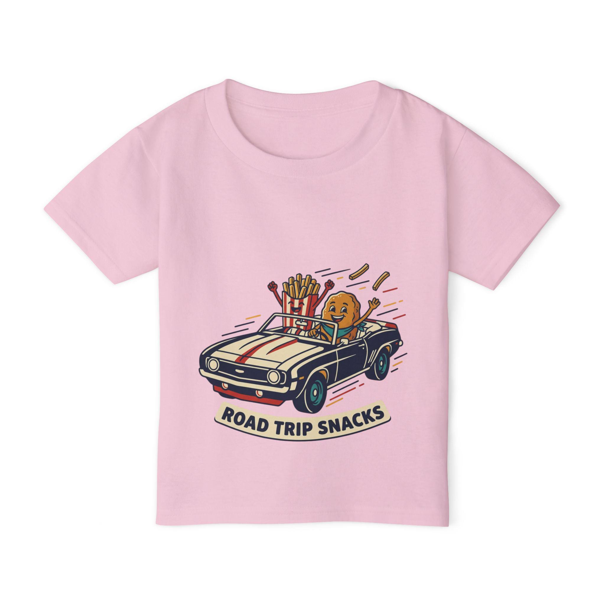 Road Trip Snacks Toddler T-shirt | Cartoon Fries & Cookie Car