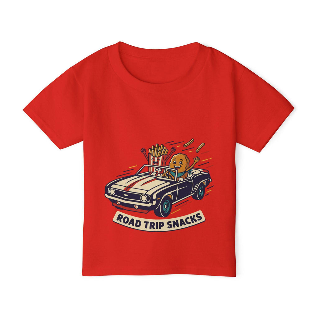 Road Trip Snacks Toddler T-shirt | Cartoon Fries & Cookie Car