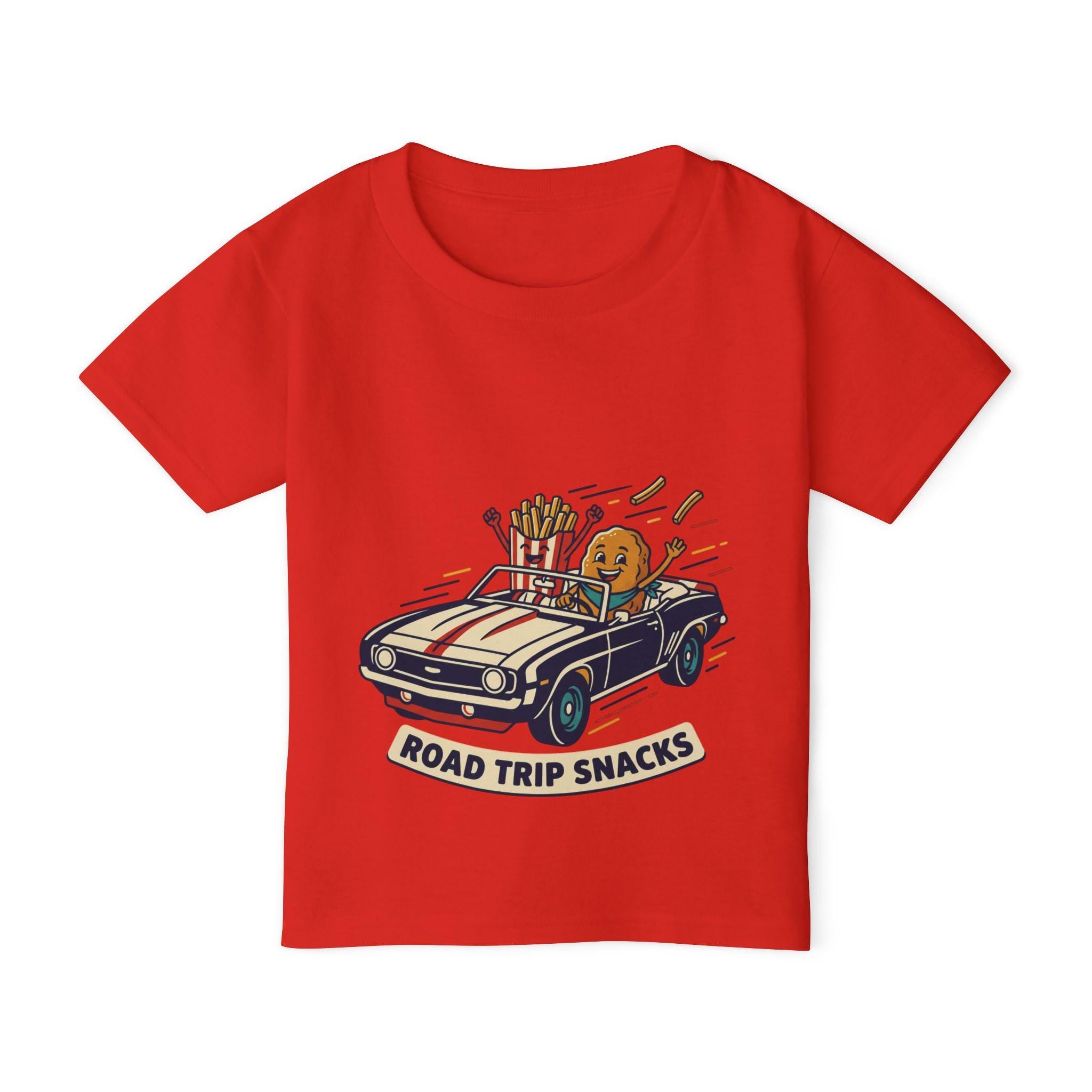 Road Trip Snacks Toddler T-shirt | Cartoon Fries & Cookie Car